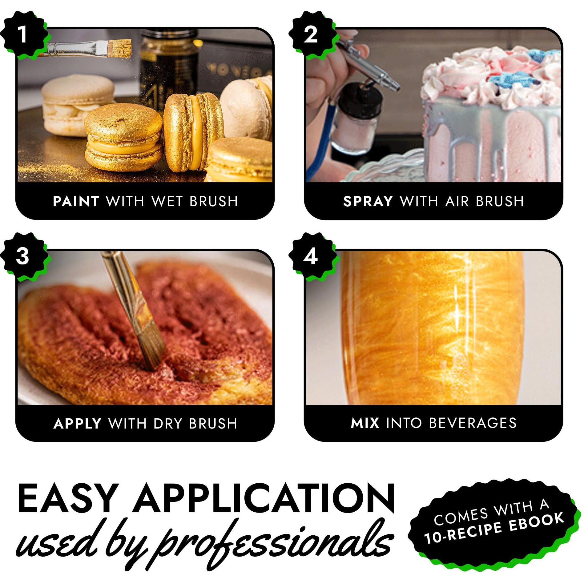 Mon  Gasque Green Luster Dust Edible Glitter For Cocktails 15G - Premium Green Edible Glitter - Halloween Cake Glitter - Edible Glitter For Drinks - Drink Glitter Edible Dust - Edible Glitter For Cakes