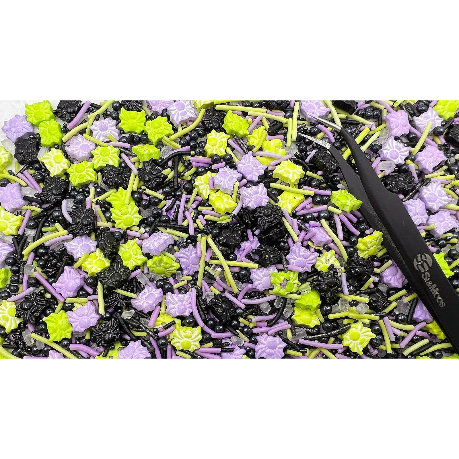 Halloween Sprinkles Spider Sprinkles For Decorating Black Purple Green Jimmies Sprinkles Halloween Spider Candy Spider Sprinkles For Cupcakes Edible Halloween Cake Decorations 3.35 Oz With Tweezers