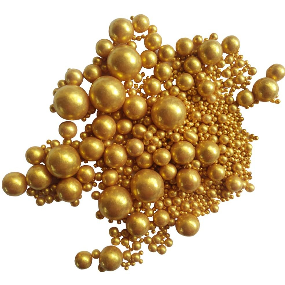 Edible Gold Sugar Pearls Candy Sprinkles 120G/ 4.23Ounce Baking Cake Sprinkles Cupcake And Cake Topper Cookie Decorations Wedding Party Valentines Halloween Christmas Supplies