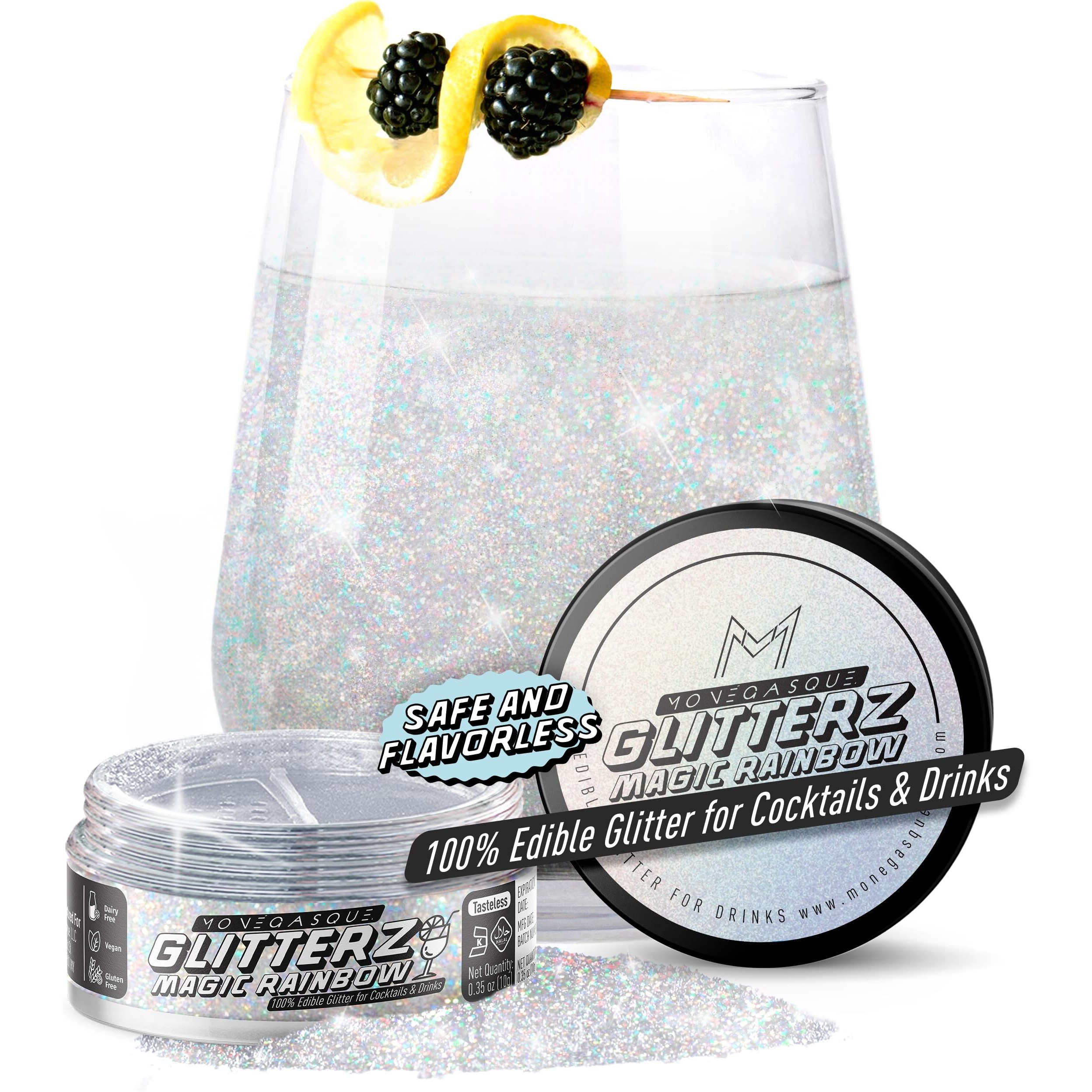 Mon  Gasque Magic Rainbow Edible Glitter For Cocktails 10G - Halloween Cocktail Glitter For Drinks - Edible Glitter Cakes - Sparkle For Edible Glitter Drinks - Edible Drink Glitter & Cake Glitter