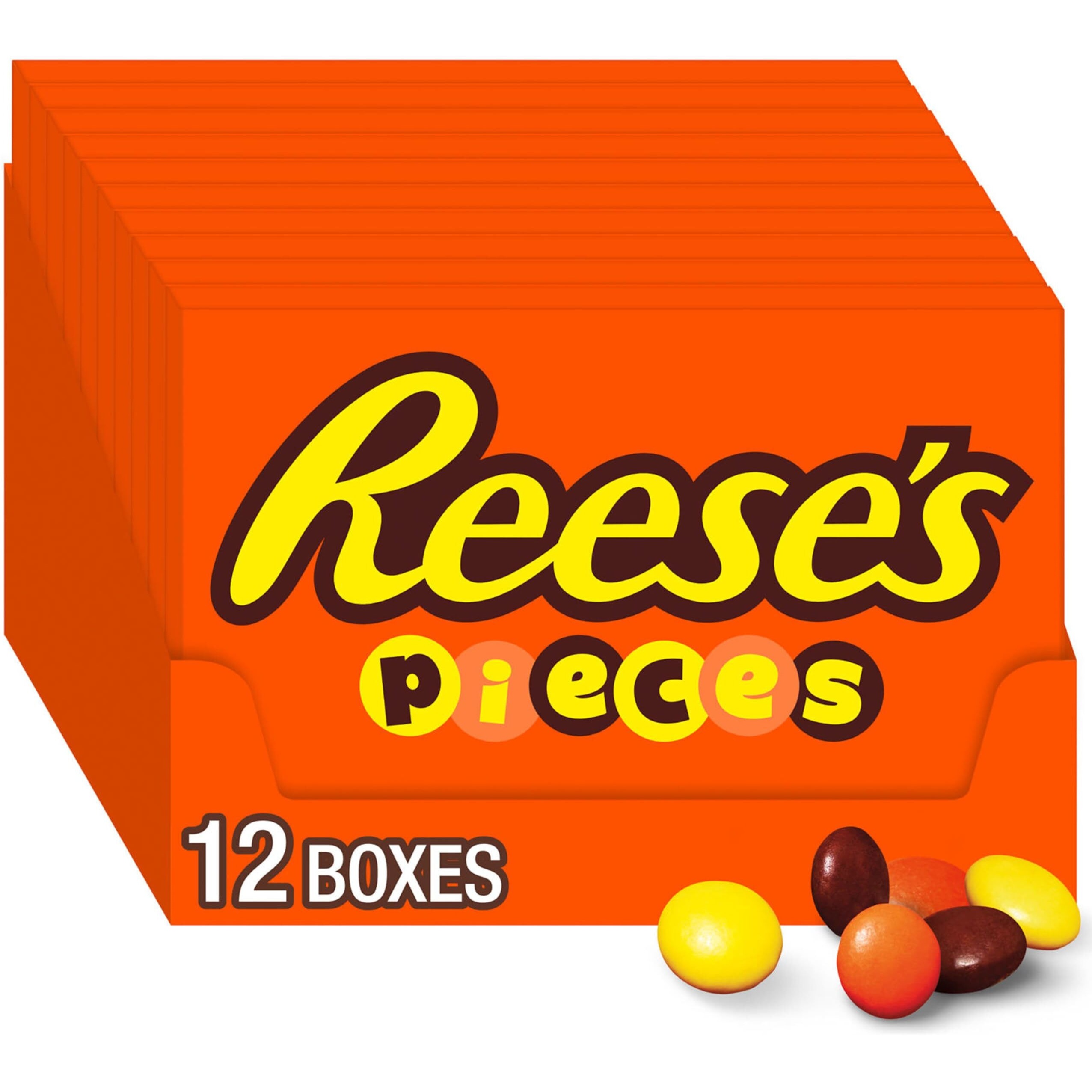 Reese's Pieces Peanut Butter In A Crunchy Shell, Halloween Candy Boxes, 4 Oz (12 Count)
