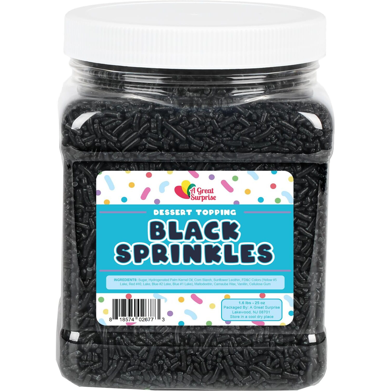 Black Halloween Sprinkles - 1.6 Pounds - Black Jimmies For Halloween - Bulk Sprinkles For Ice Cream, Cookies, Cupcakes - Halloween Sprinkles For Baking