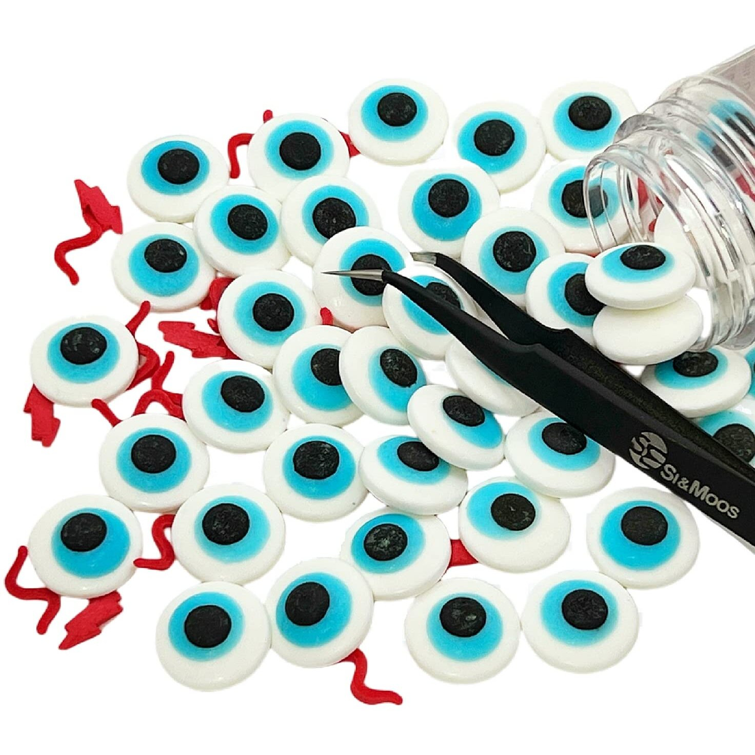 Blue Candy Eyes For Decorating Big Blue Eyeball Sprinkles Blue Googly Eyes Edible Blue Eyeballs For Cupcakes Blue Eyes Edible Large Candy Eyeballs Halloween Eyes Sprinkles 2.75 Oz With Tweezers