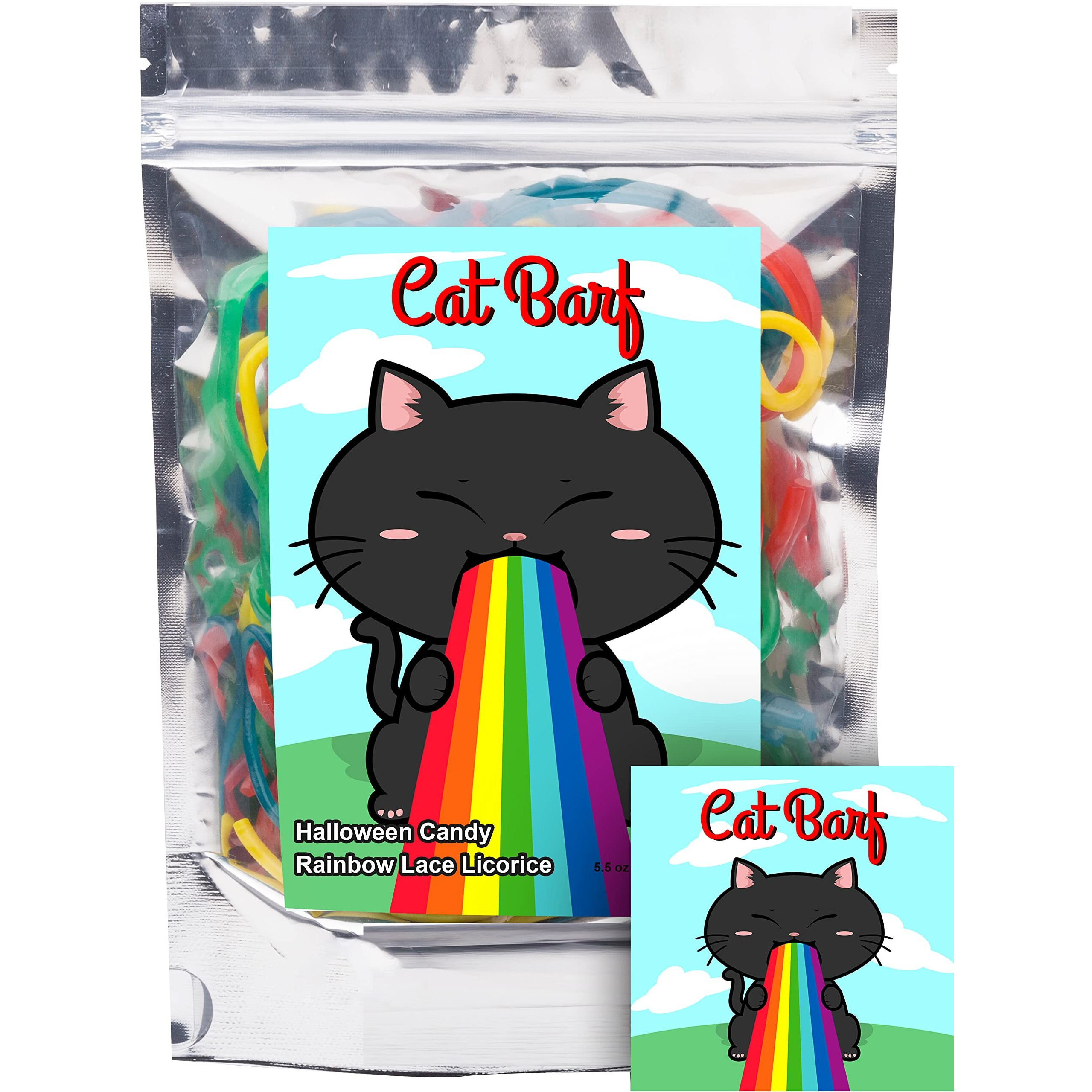 Cat Barf Rainbow Lace Licorice Fun Unique Halloween Candy Birthday Gag Gift For Teens, Girls, Boys And Kids (5.5 Ounces)