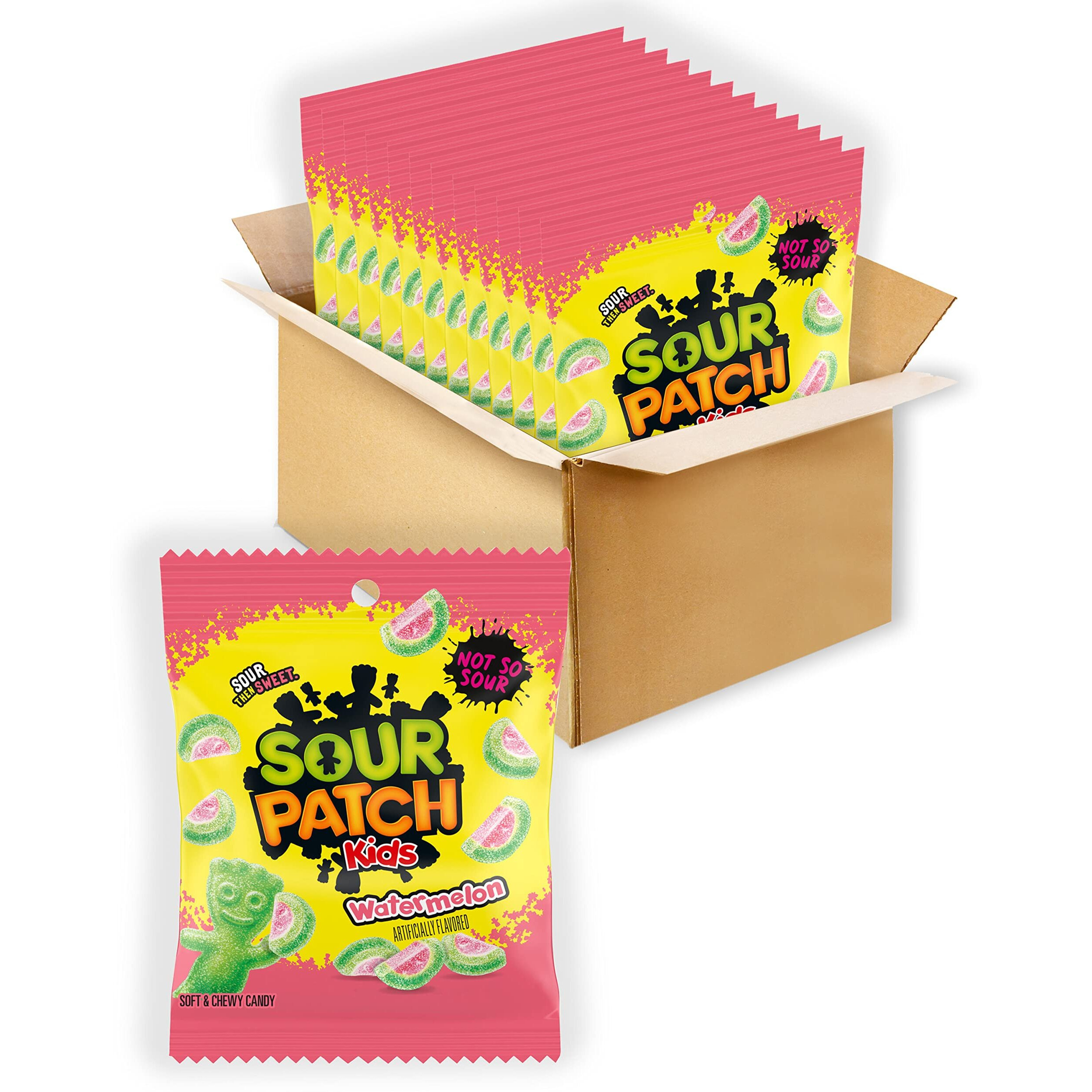 Sour Patch Kids Watermelon Soft & Chewy Candy, Halloween Candy, 12-3.6 Oz Bags