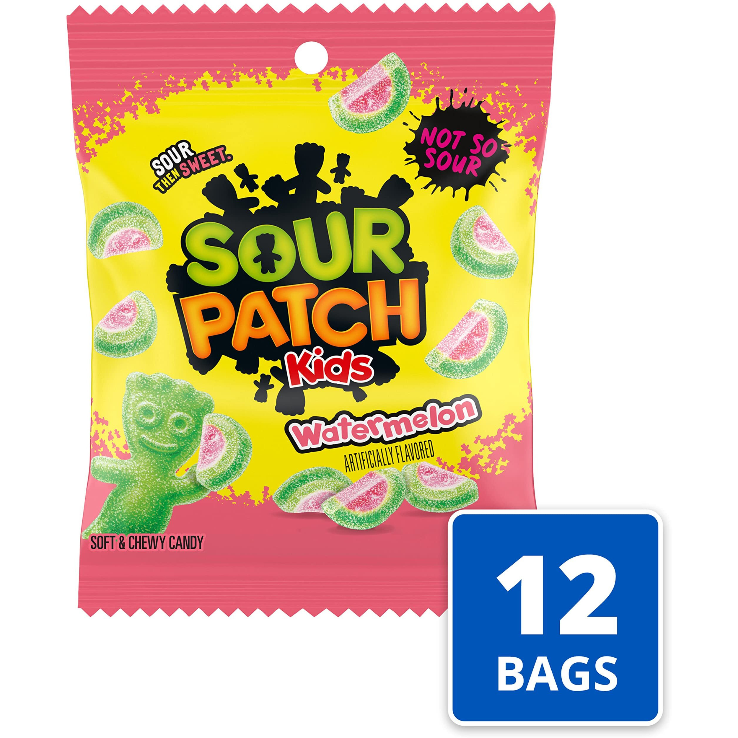 Sour Patch Kids Watermelon Soft & Chewy Candy, Halloween Candy, 12-3.6 Oz Bags