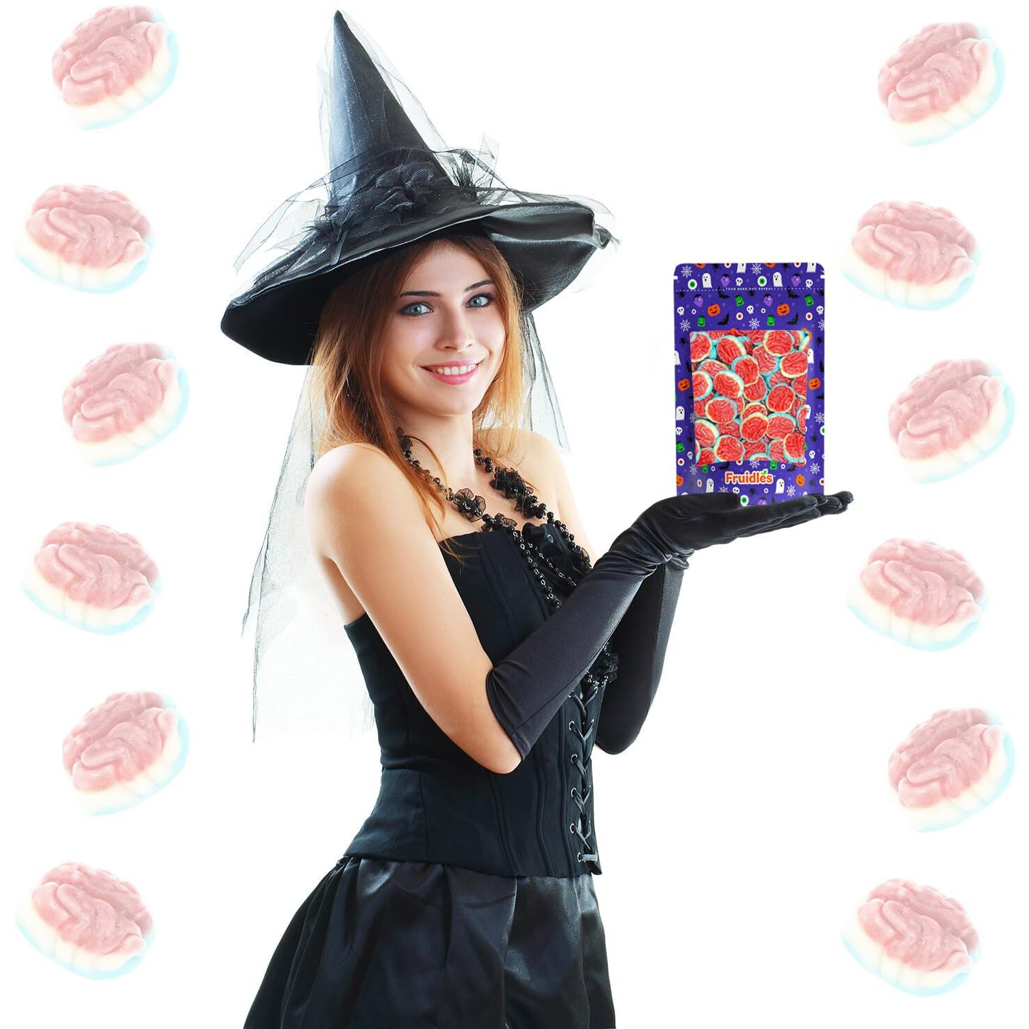 Fruidles Halloween Gummy Brains Candy, Trick-Or-Treat Party Bag Fillers, Party Favor (2.2 Pounds)
