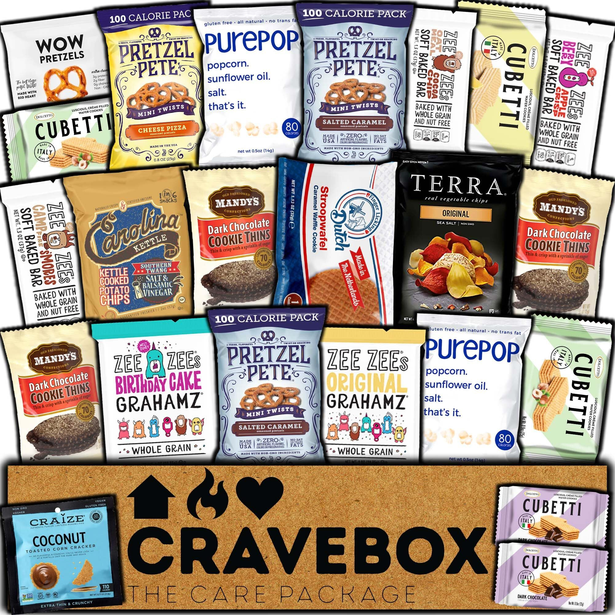 Cravebox Gourmet Value Snack Box (Variety Pack) Care Package Specialty Private Label Healthy Variety Men Women Adults Candy Food Cookies Mix College Student Sampler Office Halloween