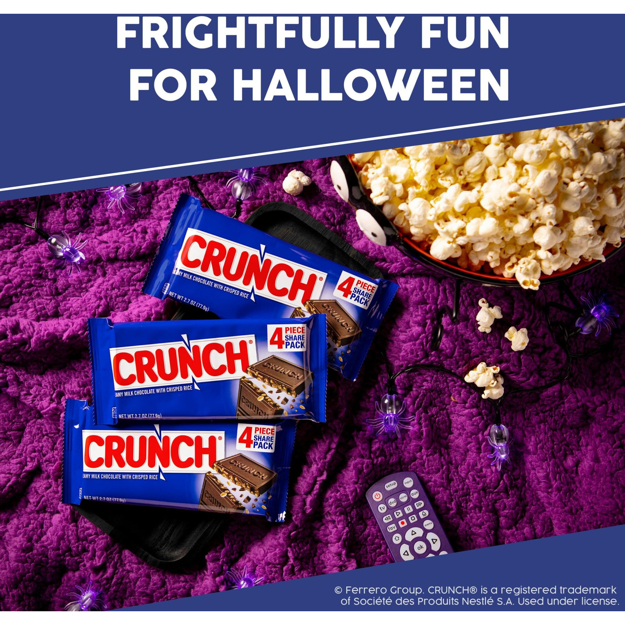 Crunch, Bulk 18 Count, Milk Chocolate And Crisped Rice, Share Size, Individually Wrapped Candy Bars, Halloween Candy, 2.75 Oz Each