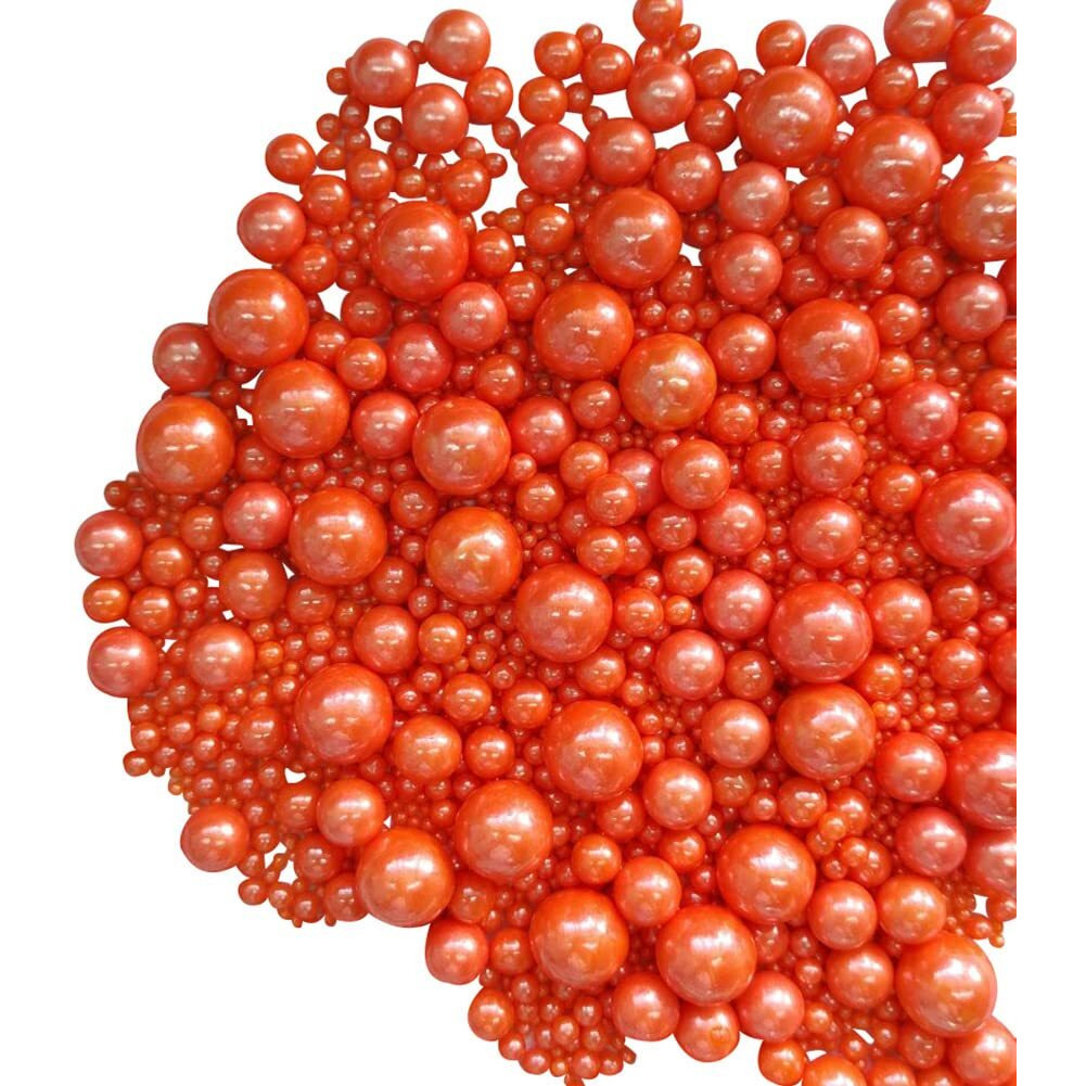 Edible Orange Sugar Pearls Candy Sprinkles 120G/ 4.23Ounce Baking Cake Sprinkles Cupcake And Cake Topper Cookie Decorations Wedding Party Valentines Halloween Christmas Supplies