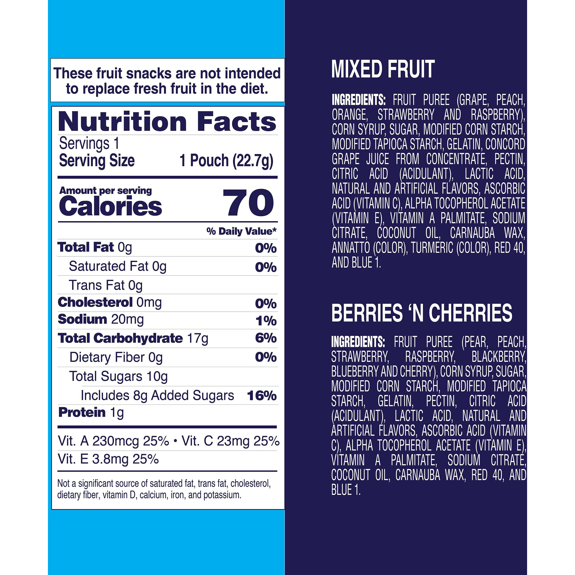 Welch's Fruit Snacks, Mixed Fruit & Berries 'N Cherries Variety Pack, Perfect Halloween Candy Bulk Pack, Gluten Free, 0.8 Oz Individual Single Serve Bags (Pack Of 60)