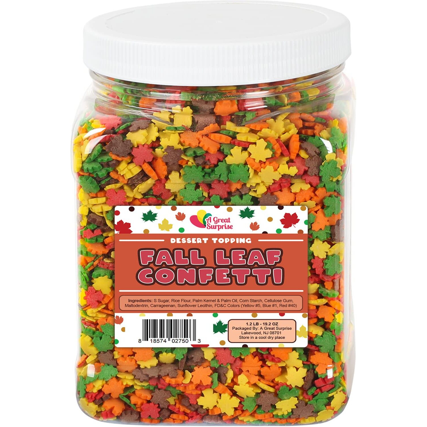 Fall Sprinkles - 1.2 Pounds - Bulk Halloween Sprinkles - Fall Leaf Sprinkles For Baking - Autumn Leaf Sprinkles - Thanksgiving Sprinkles For Cupcakes, Cookies, Cake Decorating