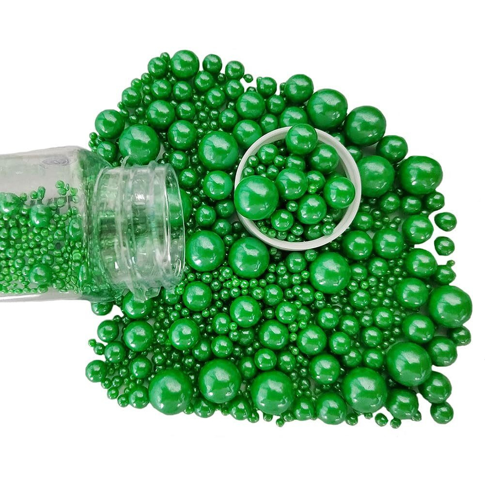 Edible Christmas Green Sugar Pearls Candy Sprinkles 120G/ 4.23Ounce Baking Cake Sprinkles Cupcake And Cake Topper Cookie Decorations Wedding Party Valentines Halloween Christmas Supplies