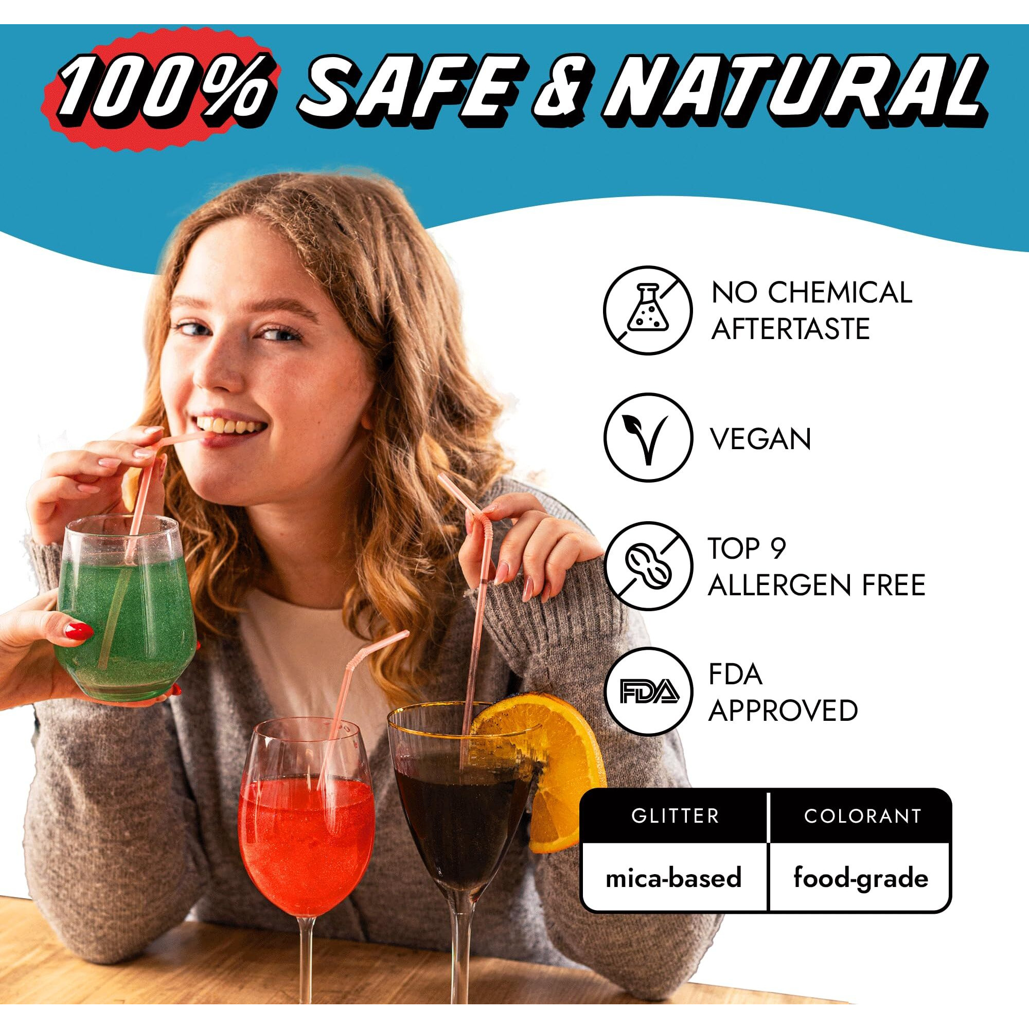 Mon  Gasque Blue Edible Glitter For Cocktails 10G - Halloween Skyline Blue Drink Glitter - Edible Glitter Blue - Blue Edible Glitter For Drinks - Blue Glitter Edible - Edible Blue Glitter Blue Fondant