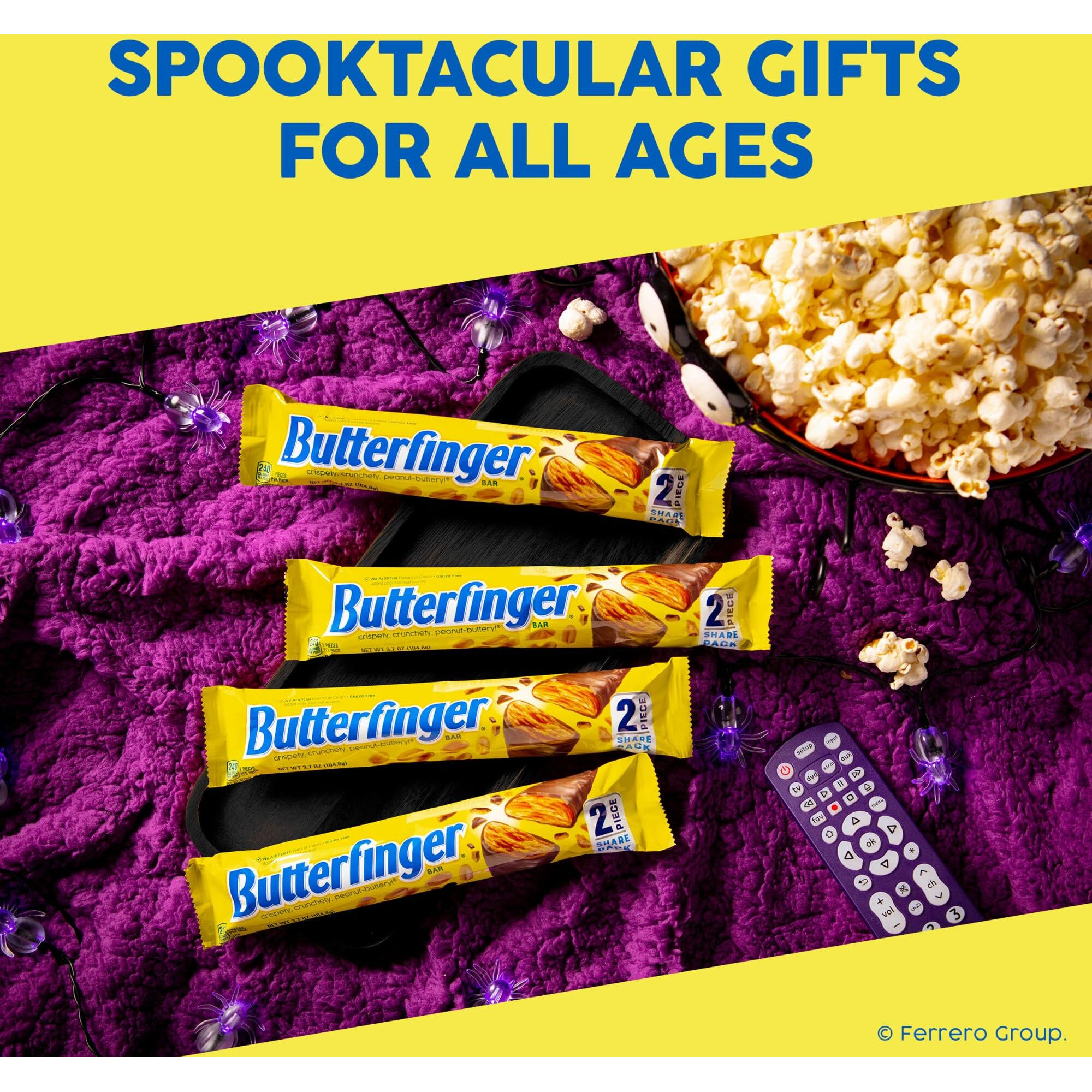 Butterfinger, Bulk 18 Count, Chocolatey, Peanut-Buttery, Share Size Individually Wrapped Candy Bars, Halloween Candy, 3.7 Oz Each