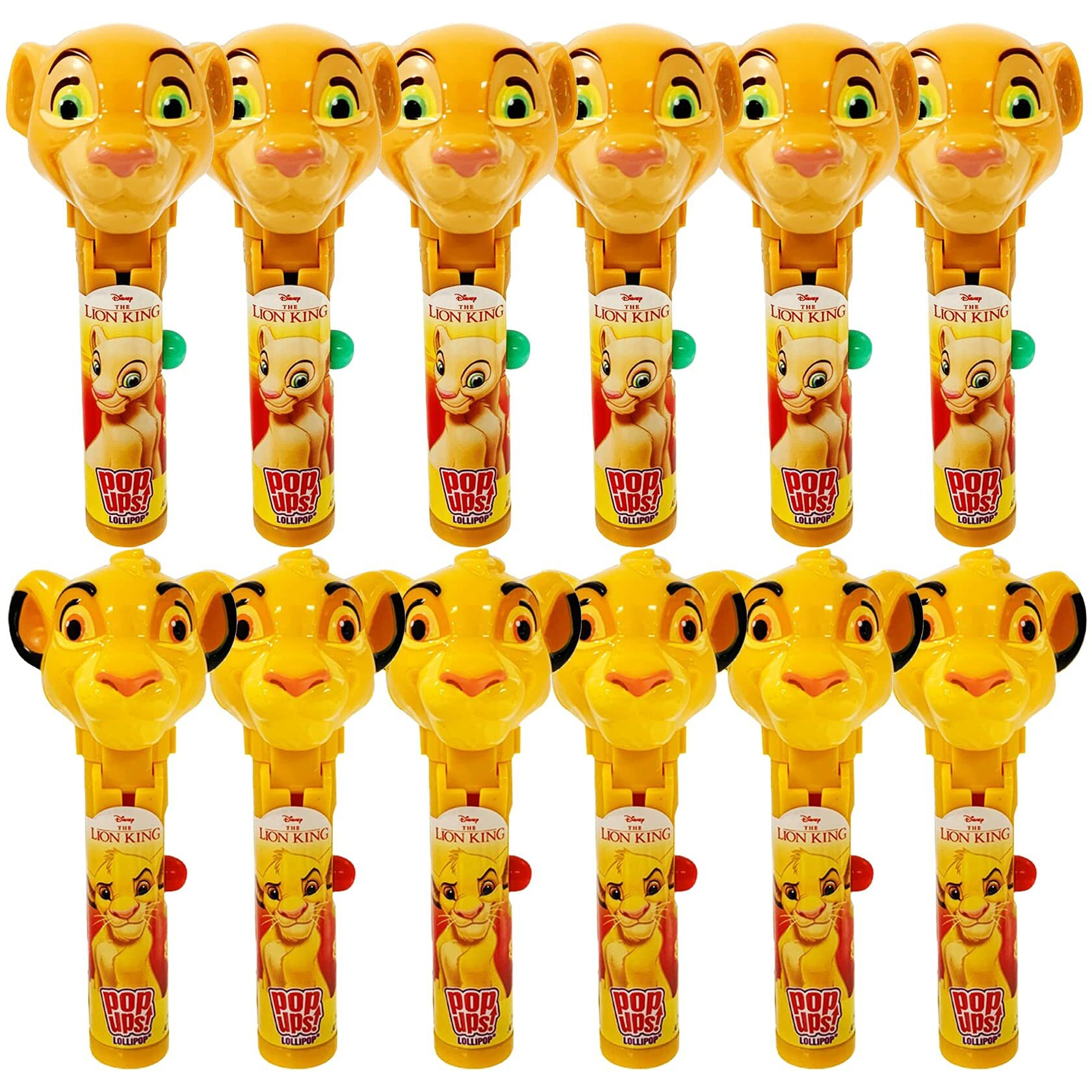 Pop Ups Lion King Lollipop Holder | Collectable Lion King Toy Lollipop Case |Lion King Party Favors For Halloween, Goodie Bags, Piata Candy, Game Prizes | Bulk Set Of 12 | Lollipops Included