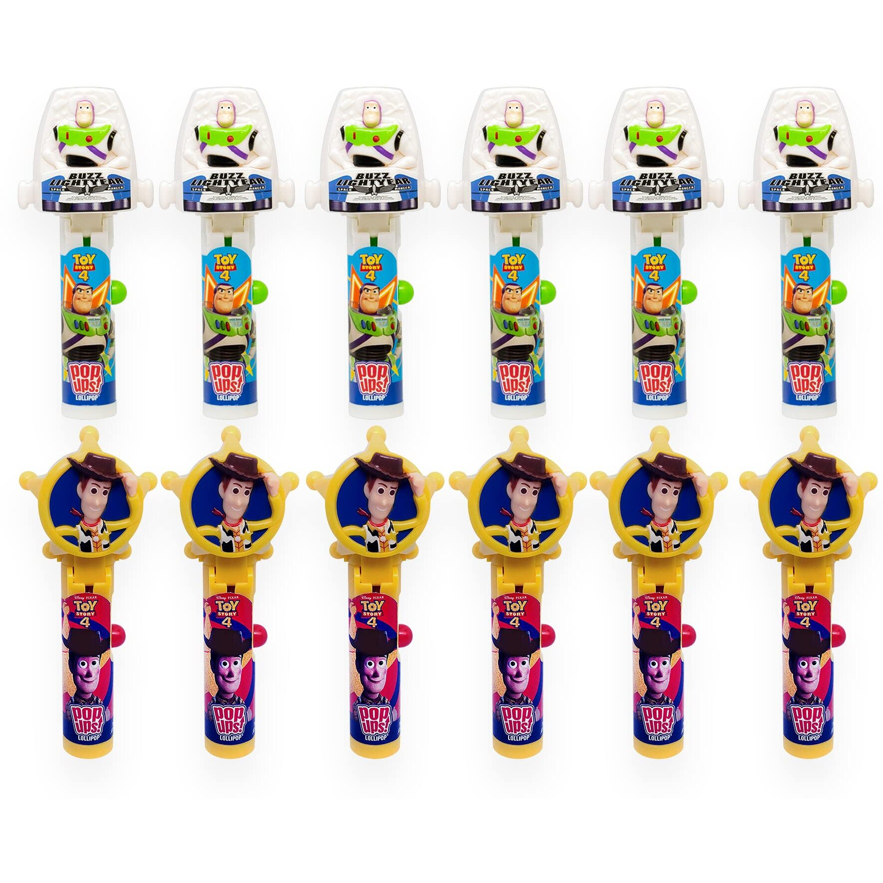 Pop Ups Toy Story Lollipop Holder | Collectable Toy Story Lollipop Case | Toy Story Party Favors For Halloween, Goodie Bags, Piata Candy, Game Prizes | Woody And Buzz - Bulk Set Of 12 | Lollipops