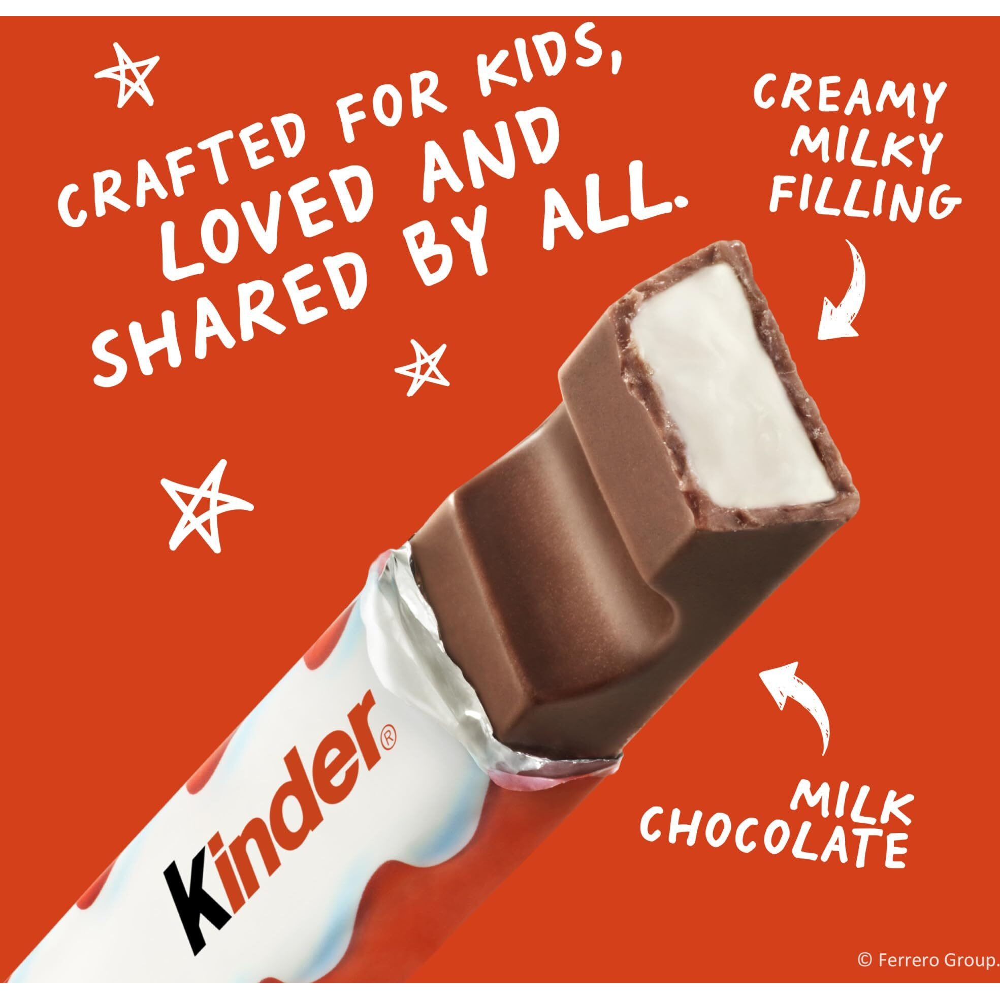 Kinder Chocolate, 18 Four Count Packs, Milk Chocolate Bar With Creamy Milky Filling, Individually Wrapped Halloween Candy, 1.8 Oz Each