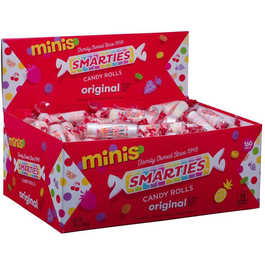 Smarties Candy Rolls Original Flavor Bulk Gluten Free & Vegan Delight Classic Sweetness From Family Owned Since 1949 Peanut Free Dairy Free Perfect Halloween Treat - 28 Ounces (160 Counts)