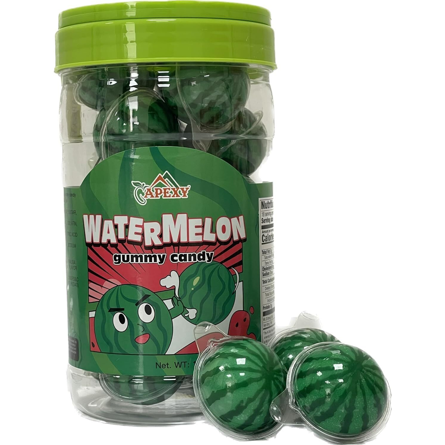 Apexy Watermelon Gummy Candy With Fruity Liquid Center Fat Free Perfect For Halloween, Birthday, Trick Or Treat, Party Candy 11.42Oz