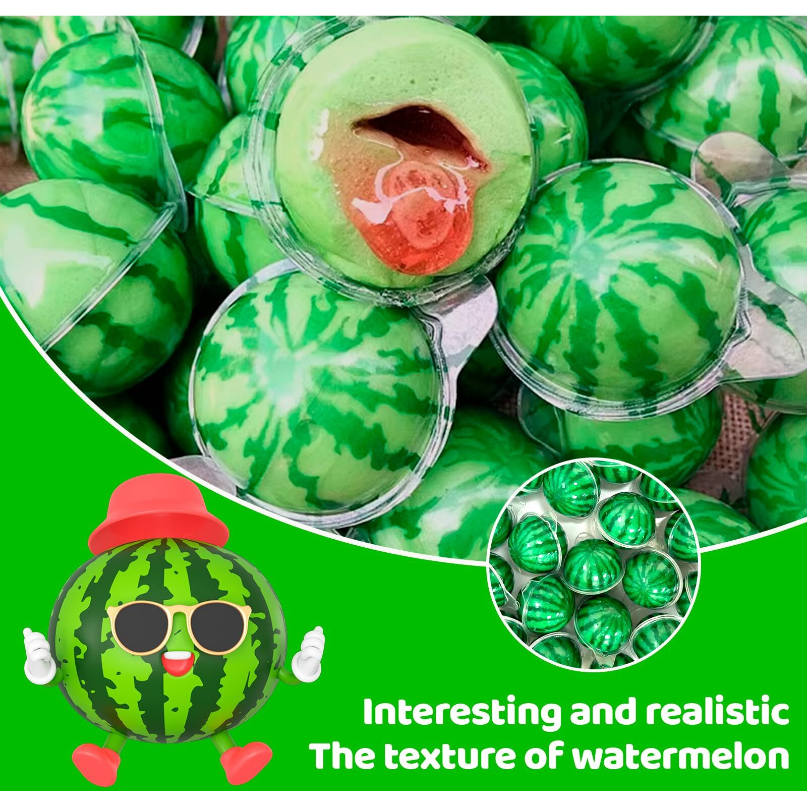 Apexy Watermelon Gummy Candy With Fruity Liquid Center Fat Free Perfect For Halloween, Birthday, Trick Or Treat, Party Candy 11.42Oz