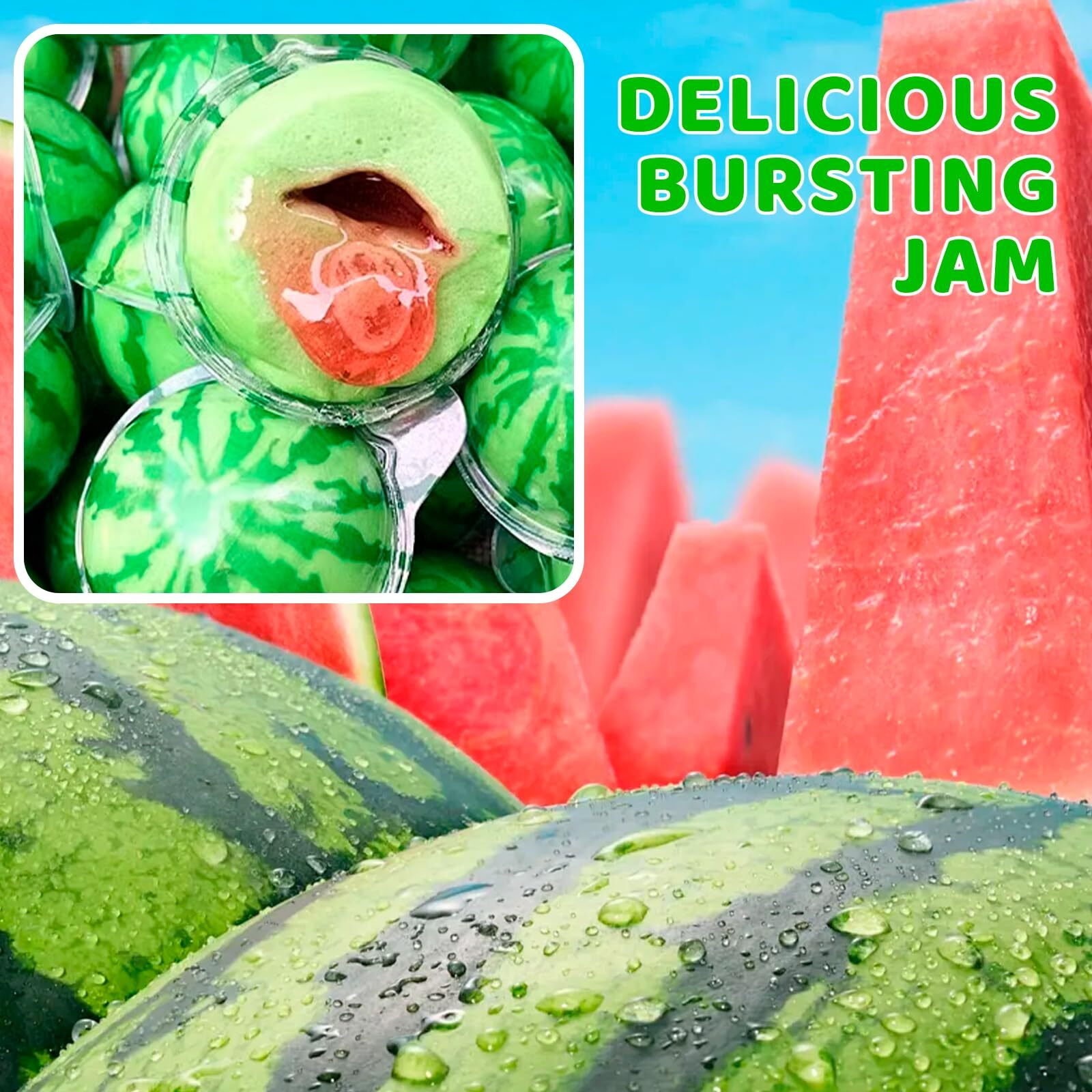 Apexy Watermelon Gummy Candy With Fruity Liquid Center Fat Free Perfect For Halloween, Birthday, Trick Or Treat, Party Candy 11.42Oz