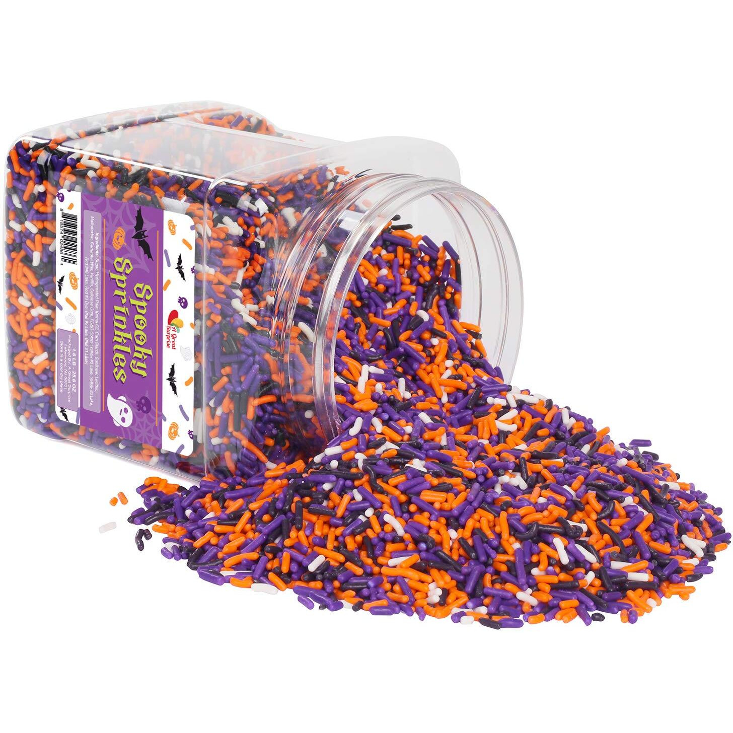 Halloween Sprinkles - Bulk Sprinkles - 1.6 Lb - Orange, Black, Purple And White Jimmies