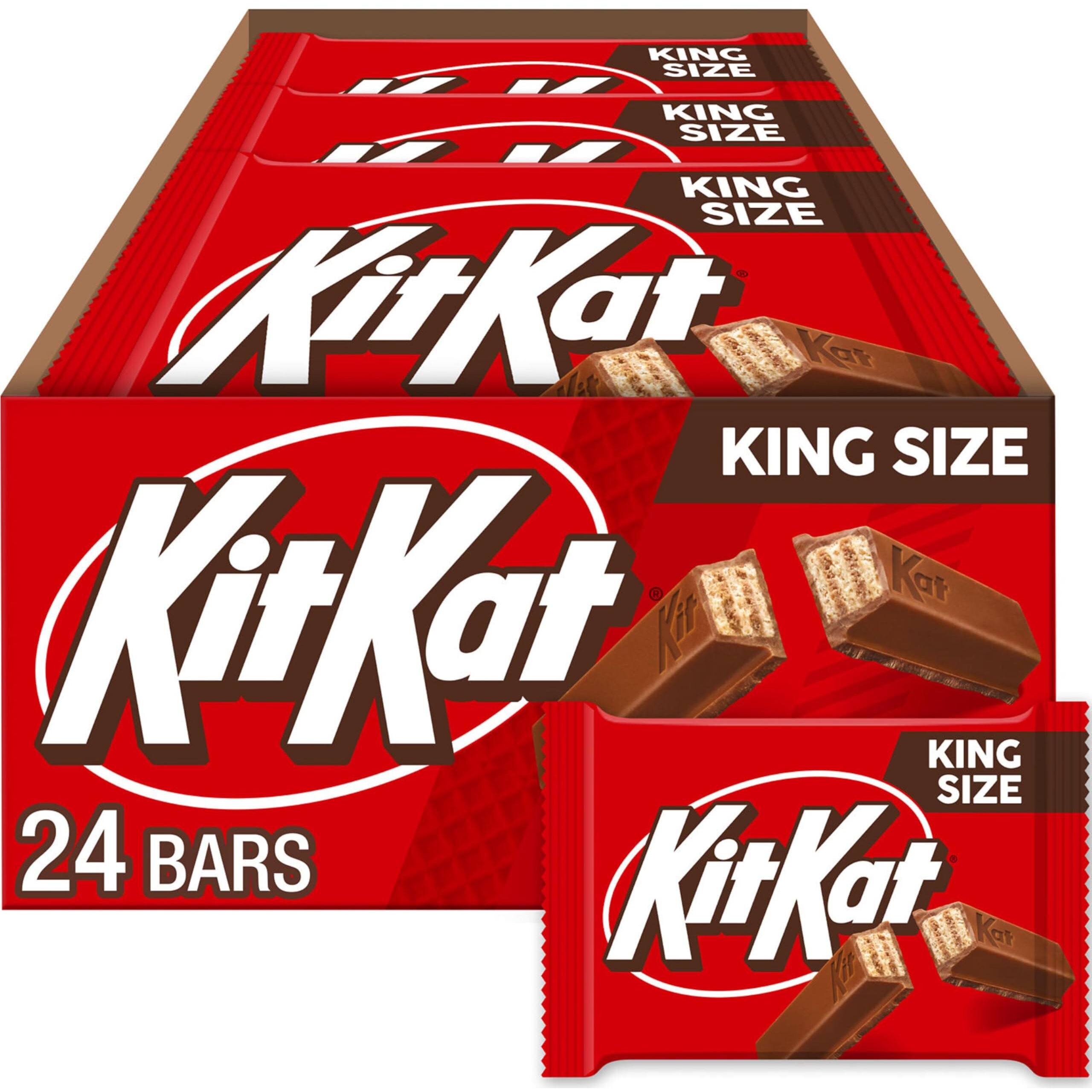 Kit Kat Milk Chocolate Wafer King Size, Halloween Candy Bars, 3 Oz (24 Count)