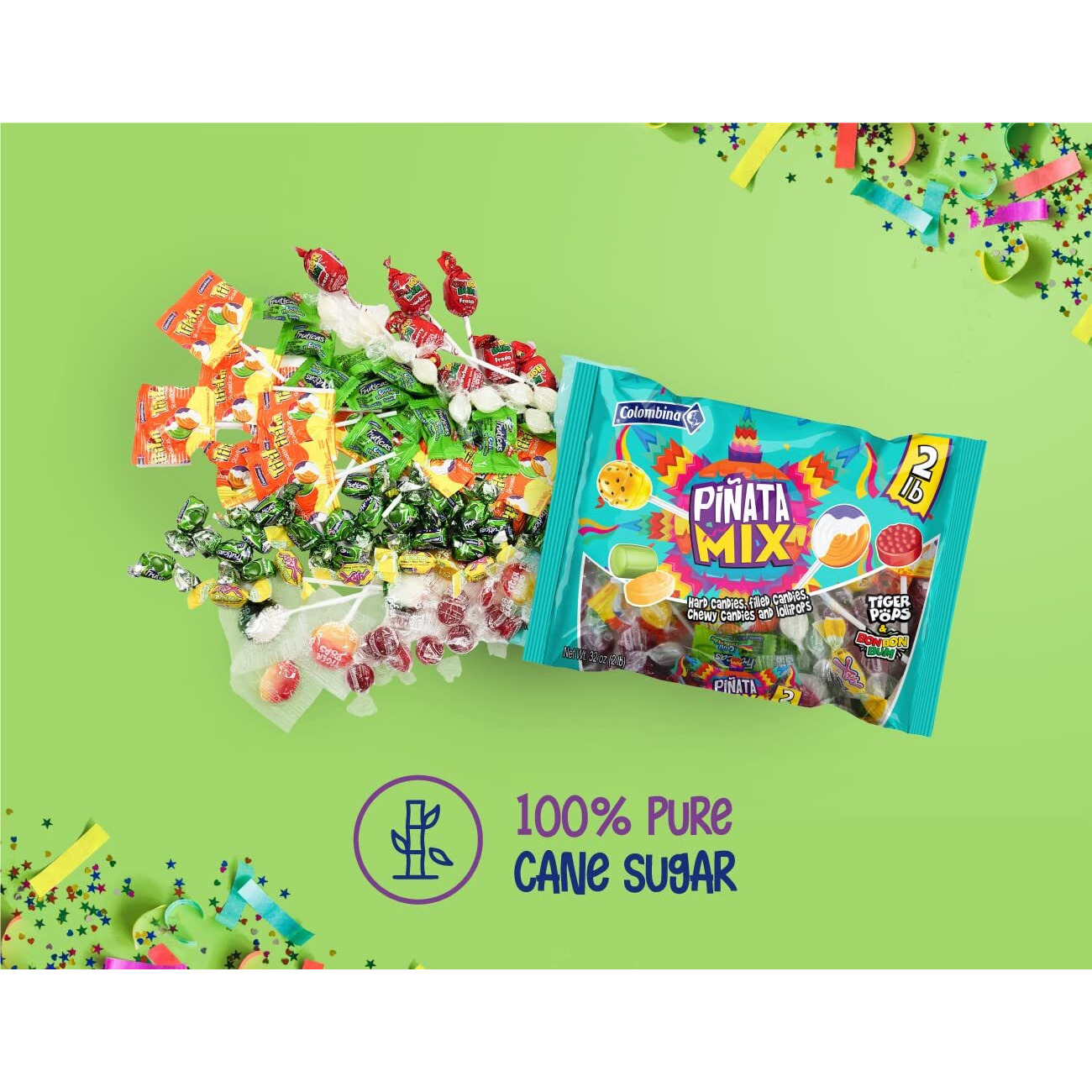 Colombina Pinata Mix 2 Lb - Assorted Candy Variety Pack - Pinata Halloween Stuffers And Party Bag Treats With Hard, Filled, And Chewy Candies Plus Lollipop (2 Pack)