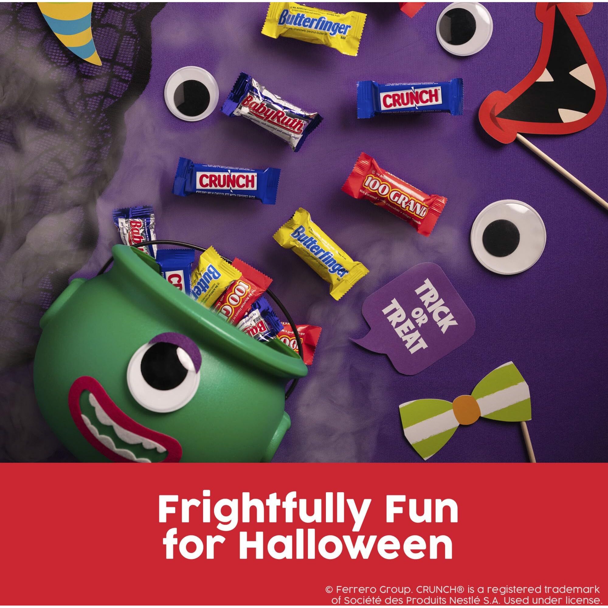 Butterfinger, Crunch, Baby Ruth And 100 Grand, 135 Count, Assorted Mini Size Individually Wrapped Candy Bars, Halloween Candy, 55.3 Oz