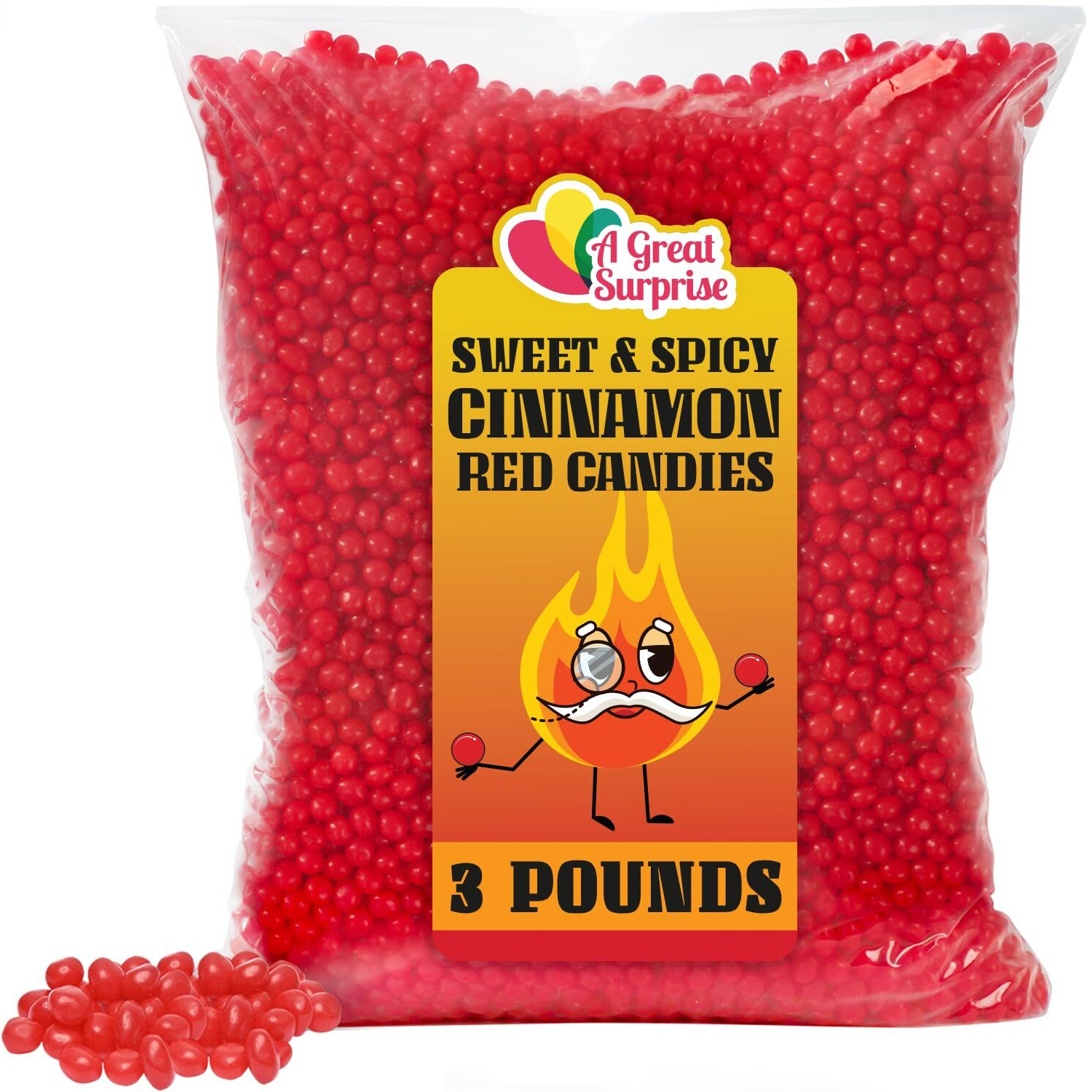 Red Cinnamon Candy - 3 Pounds - Red Halloween Candy - Hot Red Cinnamon Candy - Spicy-Sweet Red Candies For Buffet - Imperial Candies For Machine Refills - Bulk Unwrapped Candy - Small Loose Candies