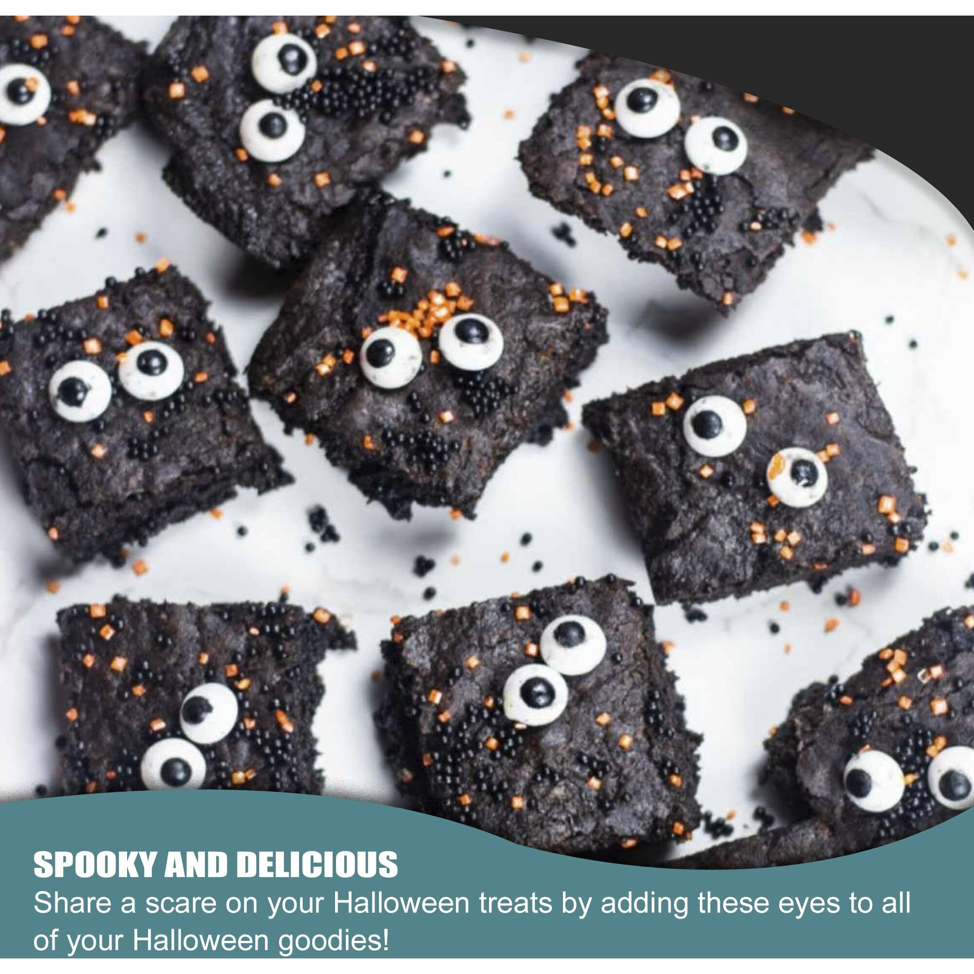 Spooky Eye Toppers - 4 Oz Resealable Stand Up Candy Bag - Edible Baking Decorations - Funny White Googly Eyes For Cupcakes, Cakes, Cookies, Brownies - Halloween, Easter, And Edible Art Project Candy