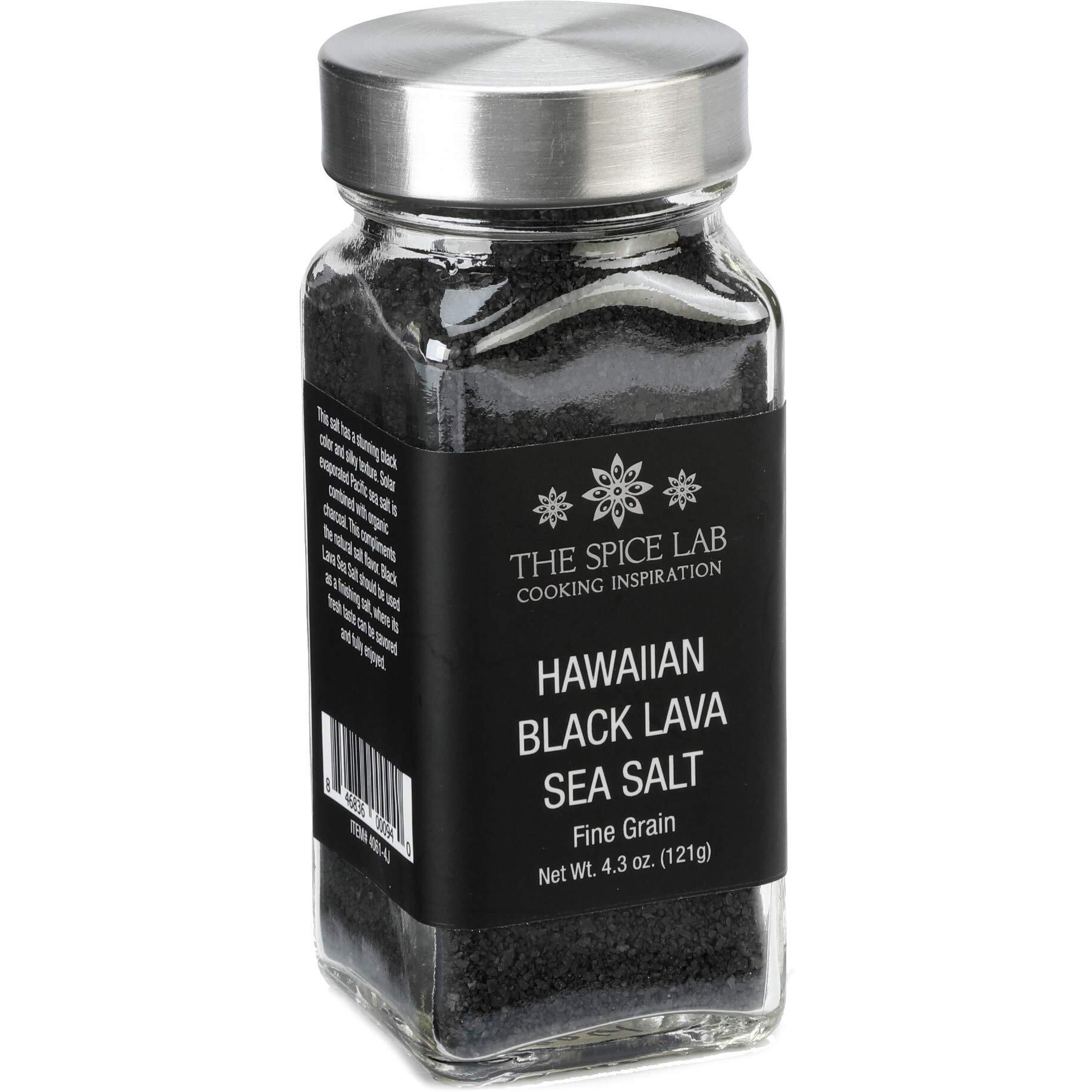 The Spice Lab Black Salt - Real Hawaiian Black Lava Salt - Fine 4.2 Oz French Jar - Ou Kosher Gluten-Free Non-Gmo Gourmet Salt - Authentic Hawaiian Black Salt - Excellent Halloween Margarita Salt