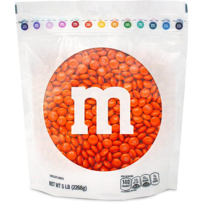 M&Ms Orange Milk Chocolate Candy, 5Lbs Of M&M's In Resealable Pack For Candy Bars, Halloween Trick Or Treat Favors, Birthday Parties, Dessert Tables & Diy Party Favors
