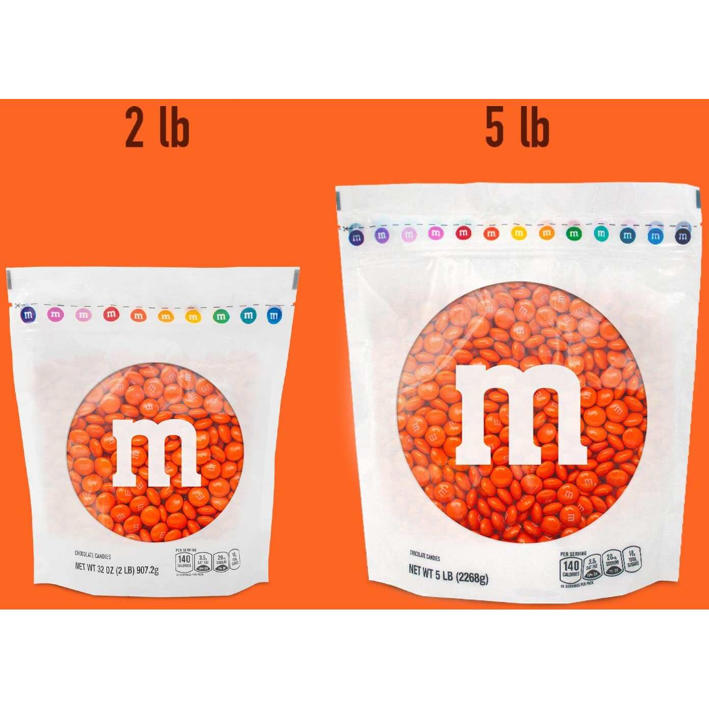 M&Ms Orange Milk Chocolate Candy, 5Lbs Of M&M's In Resealable Pack For Candy Bars, Halloween Trick Or Treat Favors, Birthday Parties, Dessert Tables & Diy Party Favors
