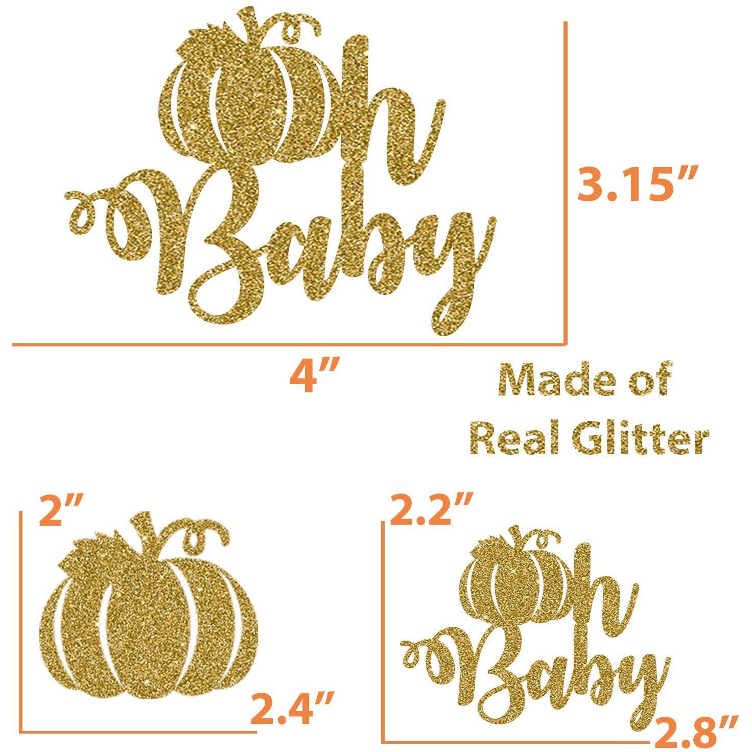 Pumpkin Oh Baby Cupcake Toppers + Cake Topper 25Pcs Kit | Cake Decoration Set For Thanksgiving Feast, Autumn/Fall Theme, Baby Shower, Halloween | Thanksgiving Party Supplies