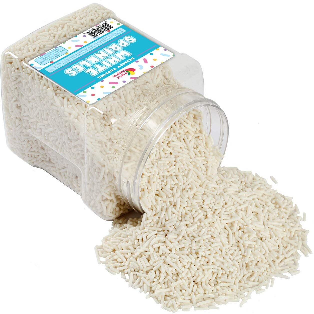 White Sprinkles - 1.6 Pounds - White Halloween Jimmies For Baking - Patriotic White Sprinkles For Cake Decorating, Cupcakes, Cookies, Ice Cream - White Bridal Sprinkles