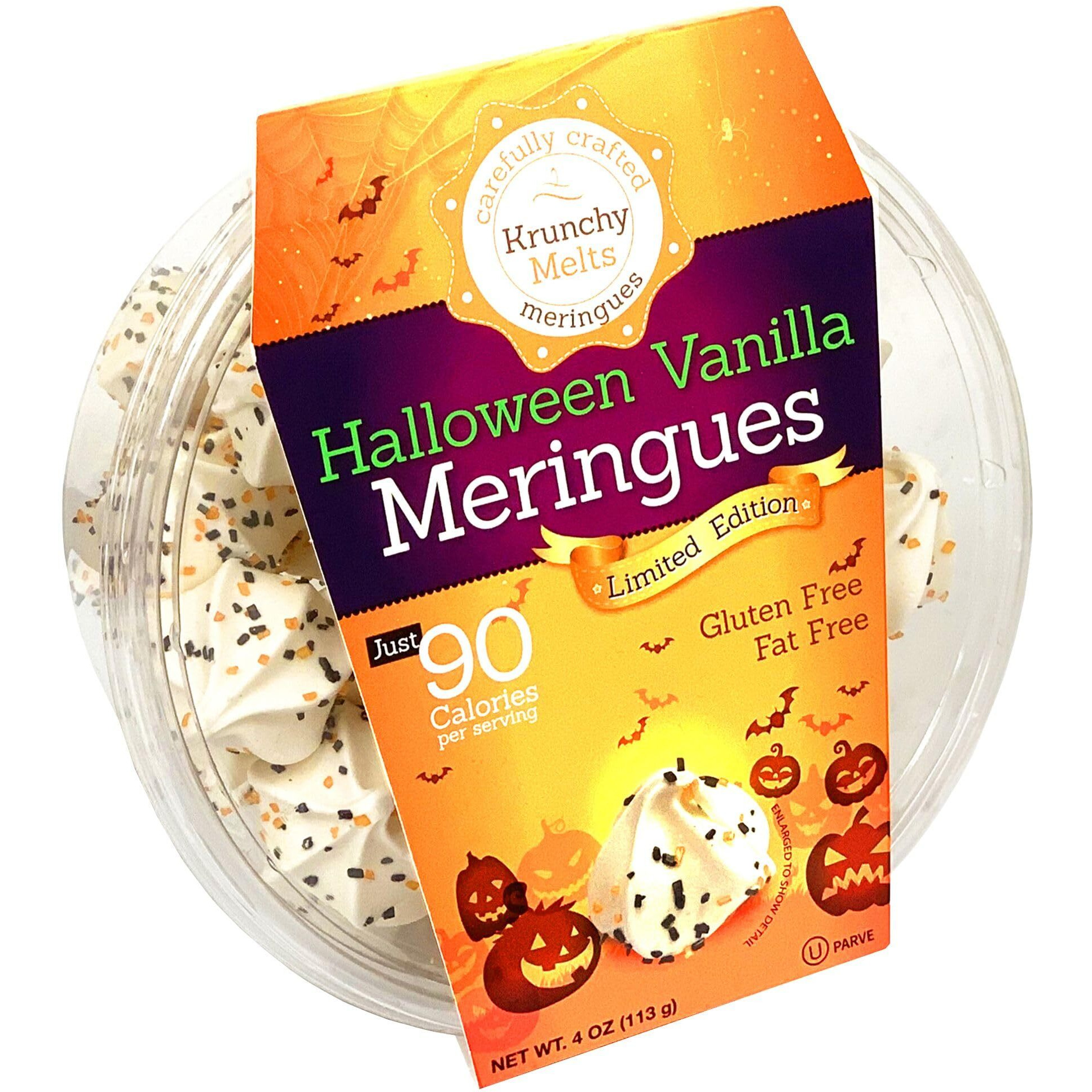 Krunchy Melts Original Meringue Cookies | Halloween Vanilla Flavor | Only 90 Calories Per Serving | Fat Free, Gluten Free, Dairy Free (4 Oz)