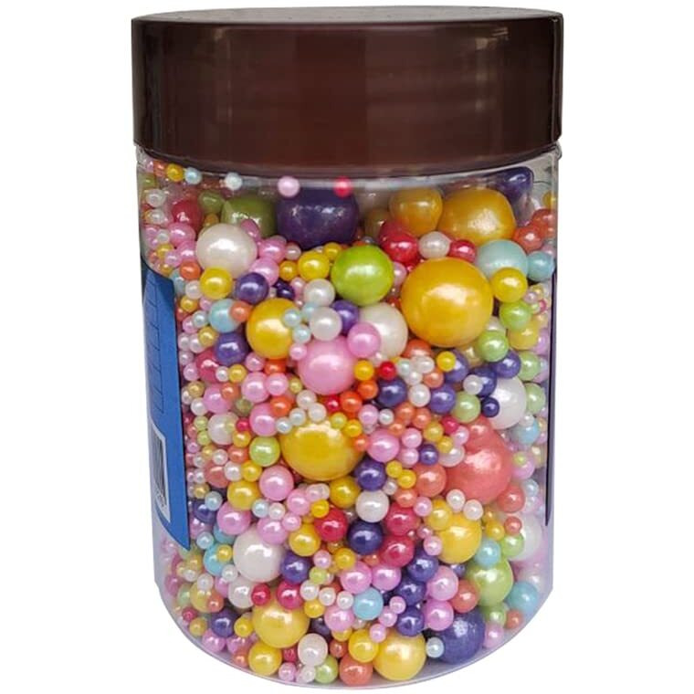 Edible Pearl Sugar Sprinkles Multicolor Candy Mixing Size Baking Edible Cake Decorations Cupcake Toppers Cookie Decorating Celebrations Wedding Valentines Easter Halloween Christmas Supplies 120G/ 4.23Oz