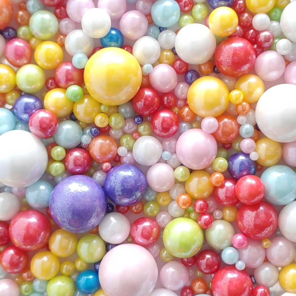 Edible Pearl Sugar Sprinkles Multicolor Candy Mixing Size Baking Edible Cake Decorations Cupcake Toppers Cookie Decorating Celebrations Wedding Valentines Easter Halloween Christmas Supplies 120G/ 4.23Oz