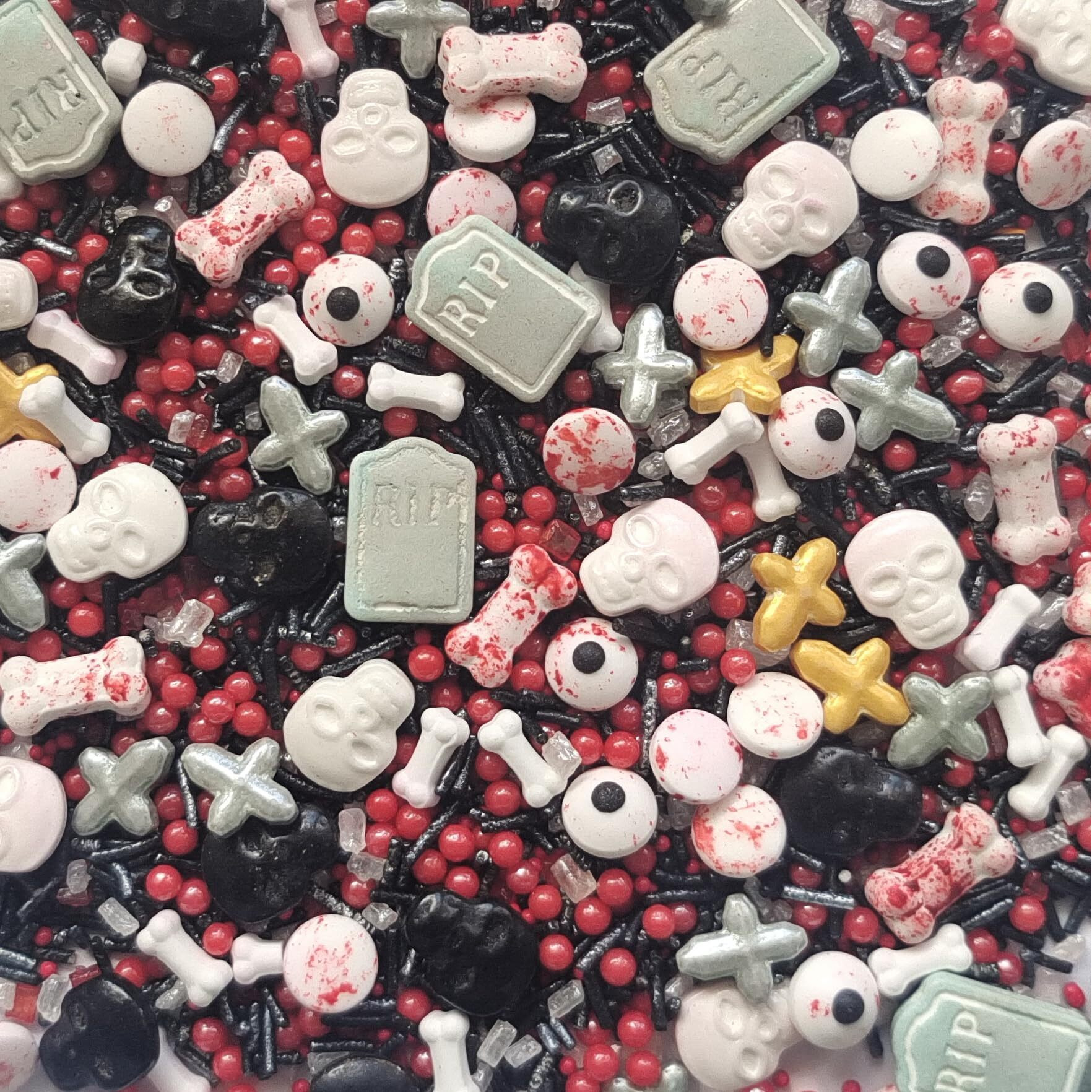 1 Bottle Edible Bloody Eyeball And Bones Mixing Sprinkles 3.53Oz/ 100G | Edible Cake Cupcake Sprinkles For Decorating | Cookie And Ice Cream Topper Decorations Halloween Sprinkles