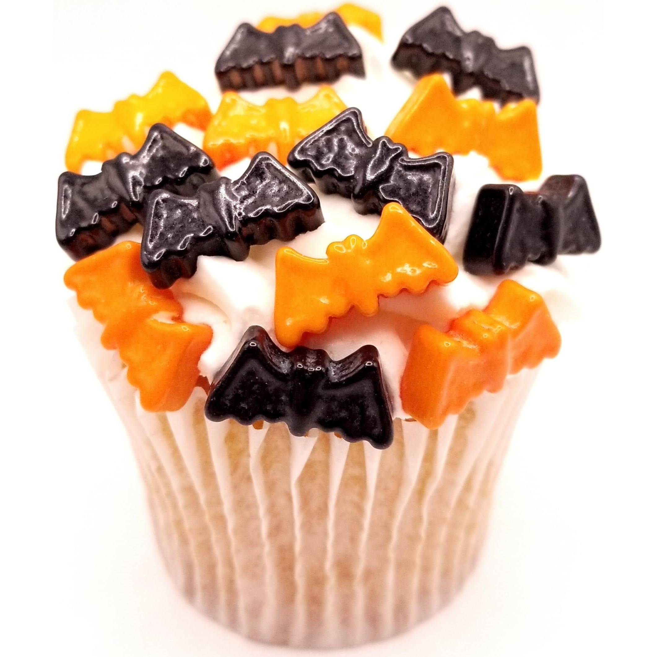 Ncs Orange And Black Bats Edible Candy Toppers, 8 Ounces - Great For Cupcakes, Cookies, Cakes, Cake Pops, And Party Tables