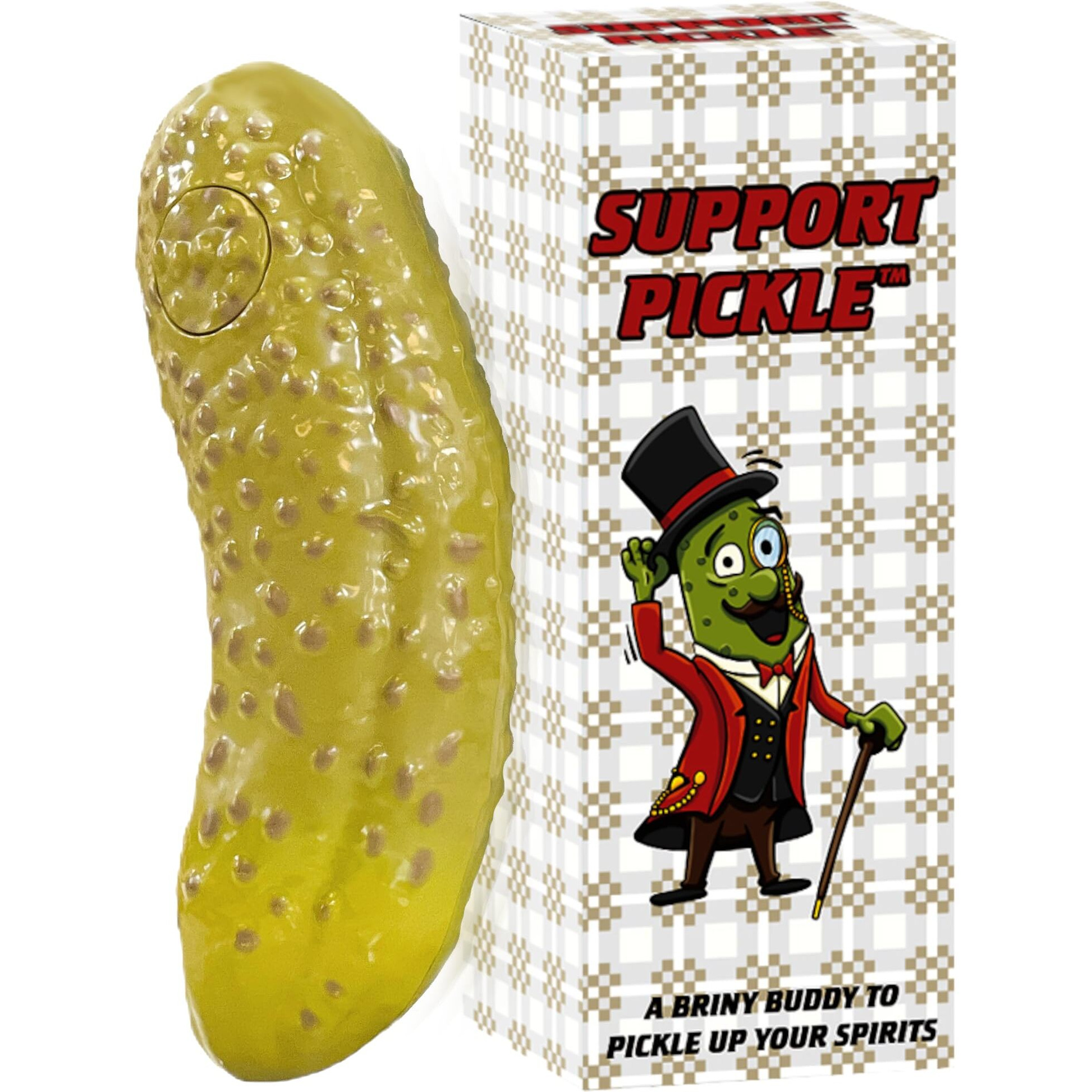 Dr Dingus Emotional Support Pickle - 100+ Positive Inspirational Phrases - Press Button - Family Friendly Gag Toy For Class, Office, Gift, Friends