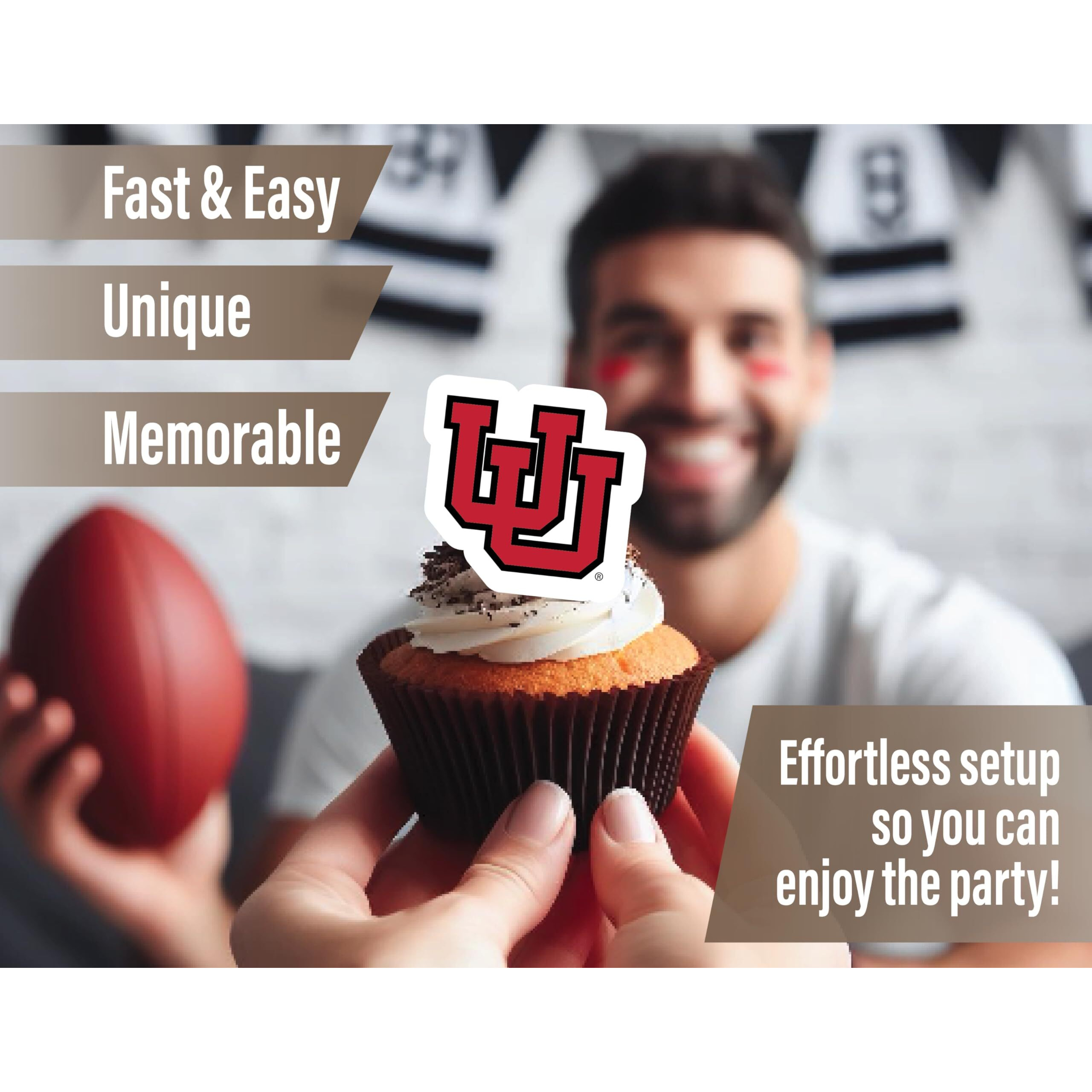 University Of Utah Utes Cupcake Toppers (24 Pcs) University Of Utah Party Supplies For Football Tailgating, Birthday Party, Utah Graduation Decorations (Utah Utes)