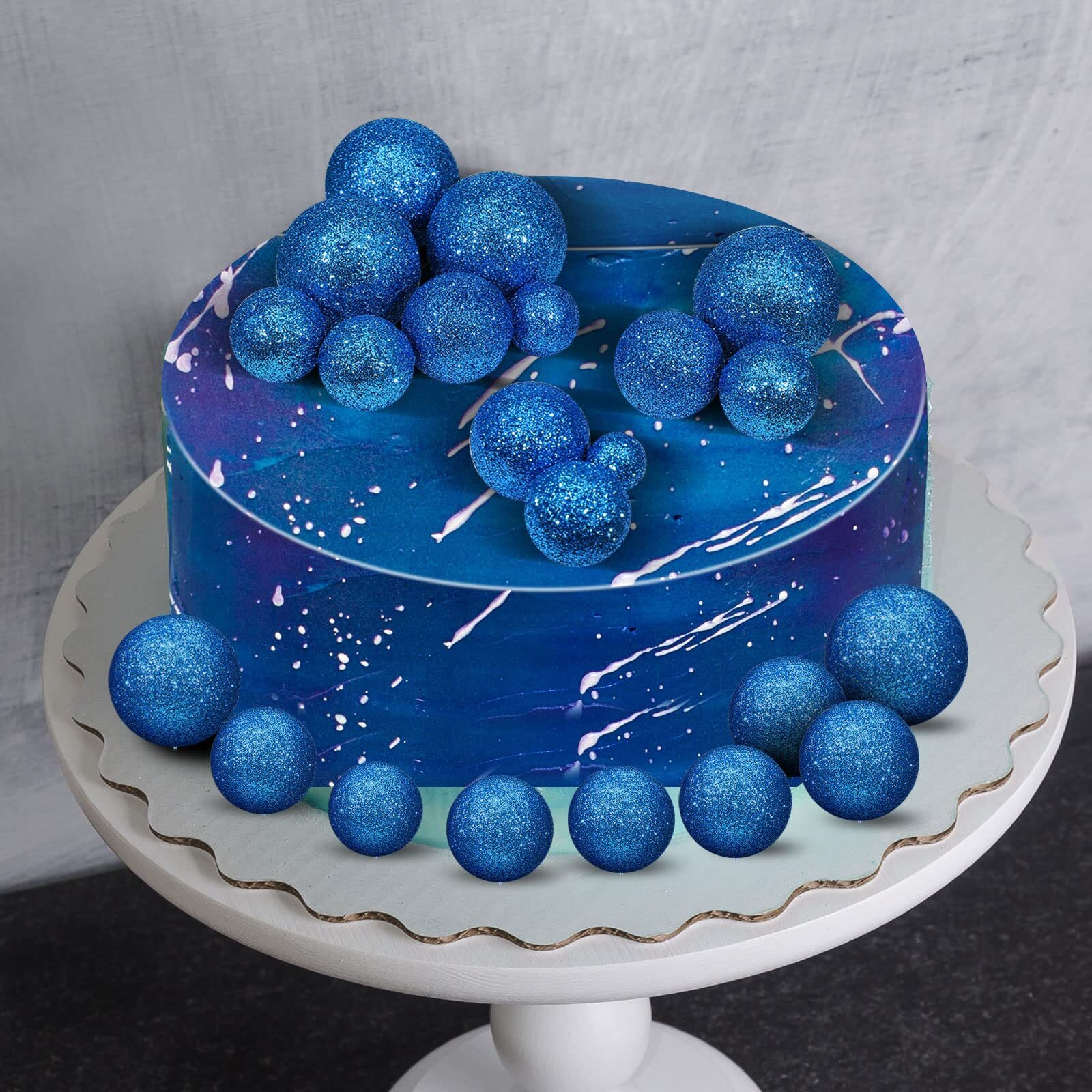 Tondiamo 108 Pcs Balls Cake Topper Balloons Cupcake Topper Diy Cake Insert Topper Foam Cake Balls Baking Decoration For Wedding Anniversary Birthday (Bright Blue, Gold,Multi Sizes)