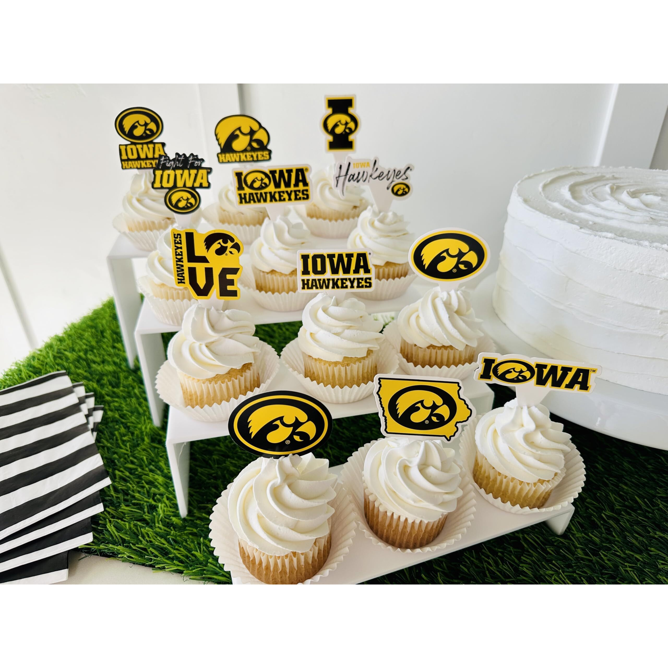 Iowa Hawkeyes Cupcake Toppers (24 Pcs) University Of Iowa Party Supplies For Football, Birthday Gift, Graduation Party Decorations (Iowa Hawkeyes)