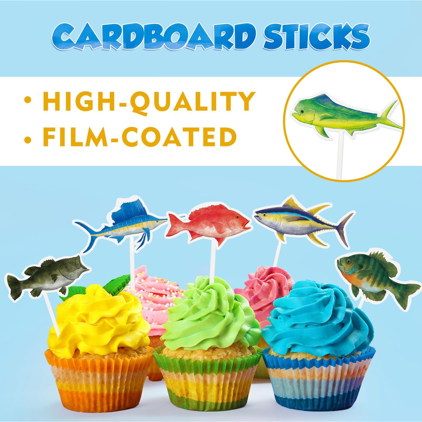 Wernnsai 36Pcs Fishing Cupcake Toppers Gone Fishing Birthday Cake Toppers Supplies For Baby Shower Fisherman Boys Birthday Party Dessert Decorations For Picks Summer Outdoor Fishing Party Decor