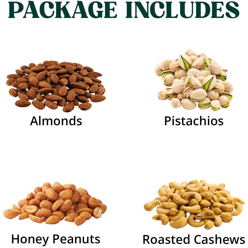 Nuts Gift Basket - Gift Basket Of Cravings Gourmet Nuts Collection, Healthy Kosher Snacks, Premium Mixed Nuts Gift Box Bouquet Platter Perfect Birthday Care Package..