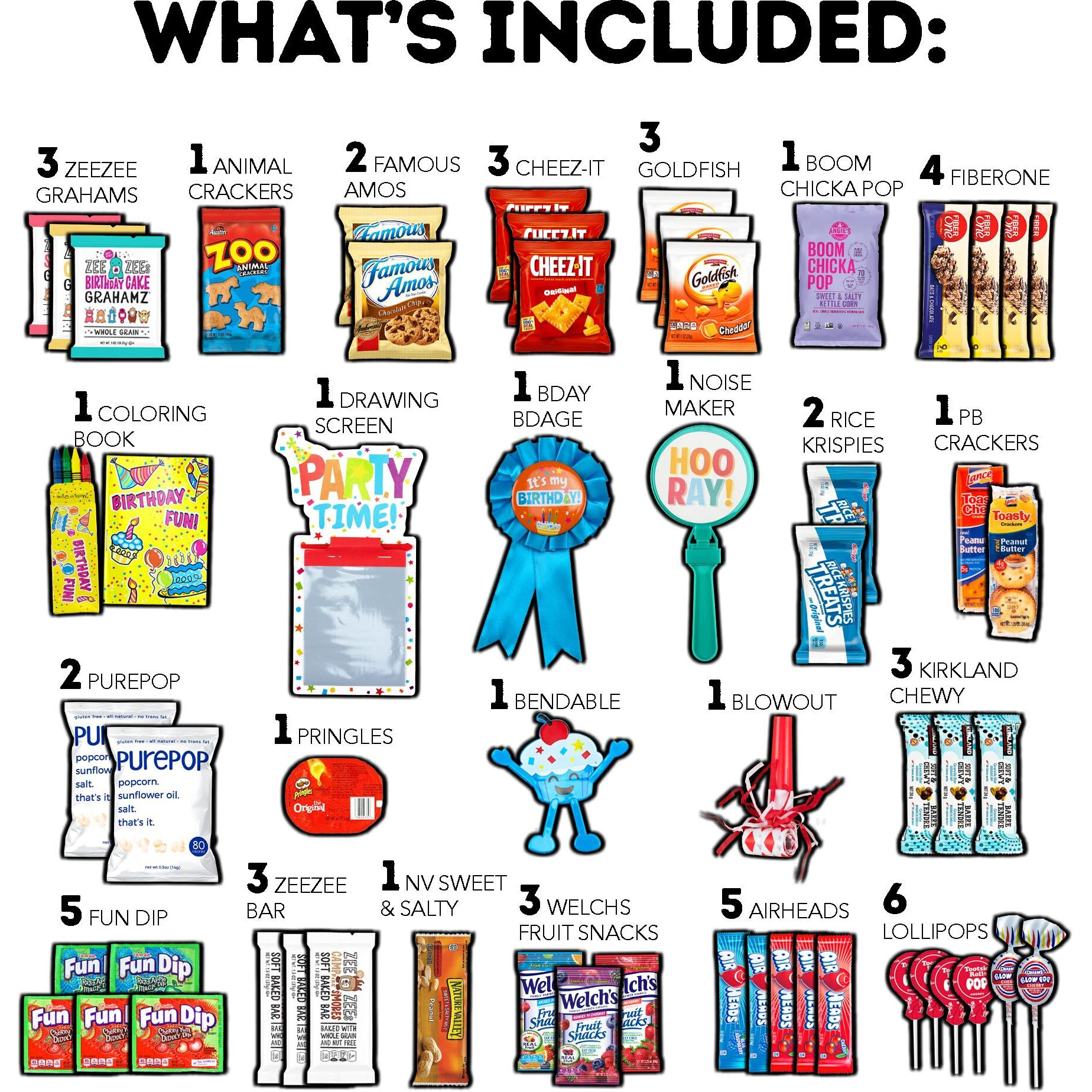 Birthday Care Package (80 Count) Snacks Food Cookies Chocolate Bar Chips Candy Party Variety Gift Box Pack Assortment Basket Bundle Mix Bulk Sampler Treat College Students Kids Teens Office School
