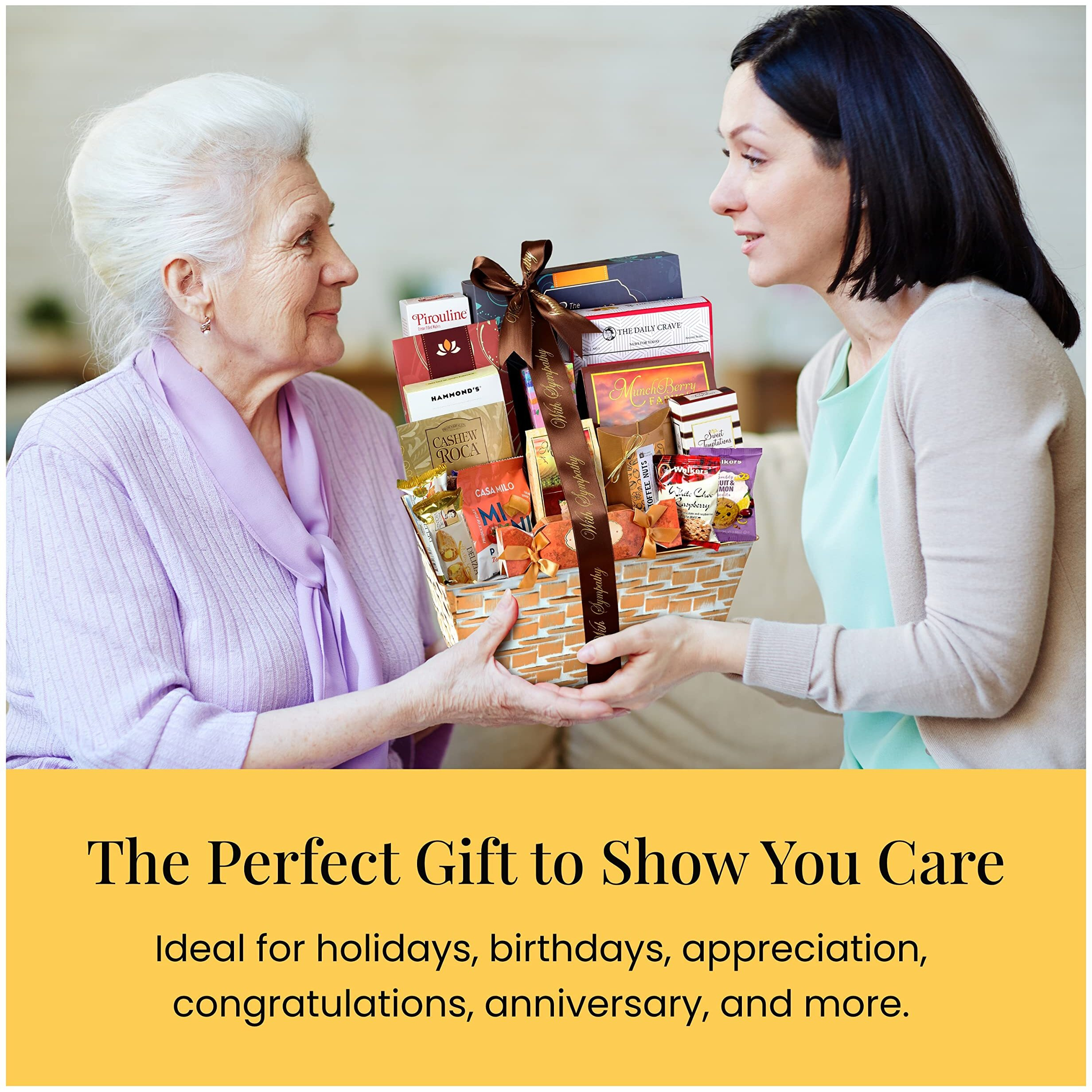 Broadway Basketeers Condolences Gourmet Gift Basket, Kosher Sympathy Food Gift Baskets For Delivery, Perfect Care Package Box Or Assorted Snack Gifts For Bereavement, Loss, Funeral, Or Shiva